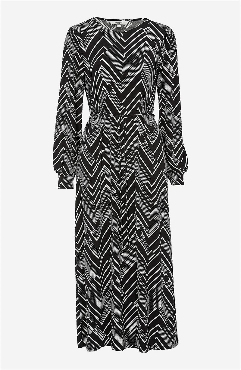 Bilde av Mønstret, Lang Jersey-kjole Joan