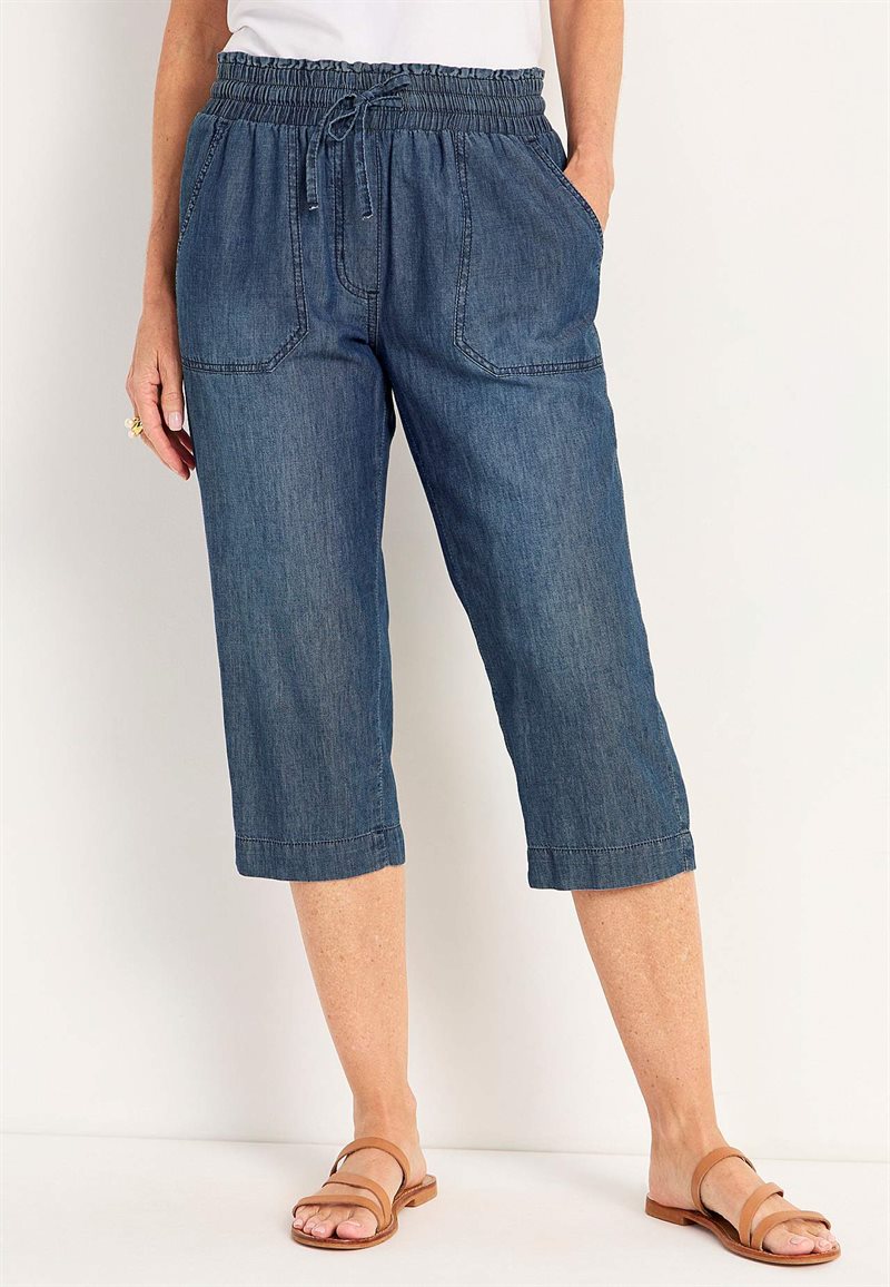 Bilde av Casual Capribuksen I Denim Jade