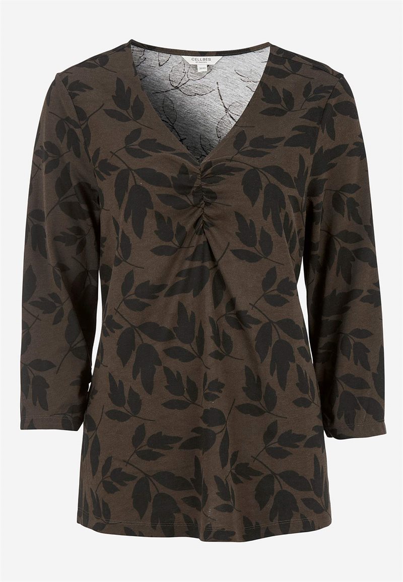 Jerseytopp med rynkedetaljer