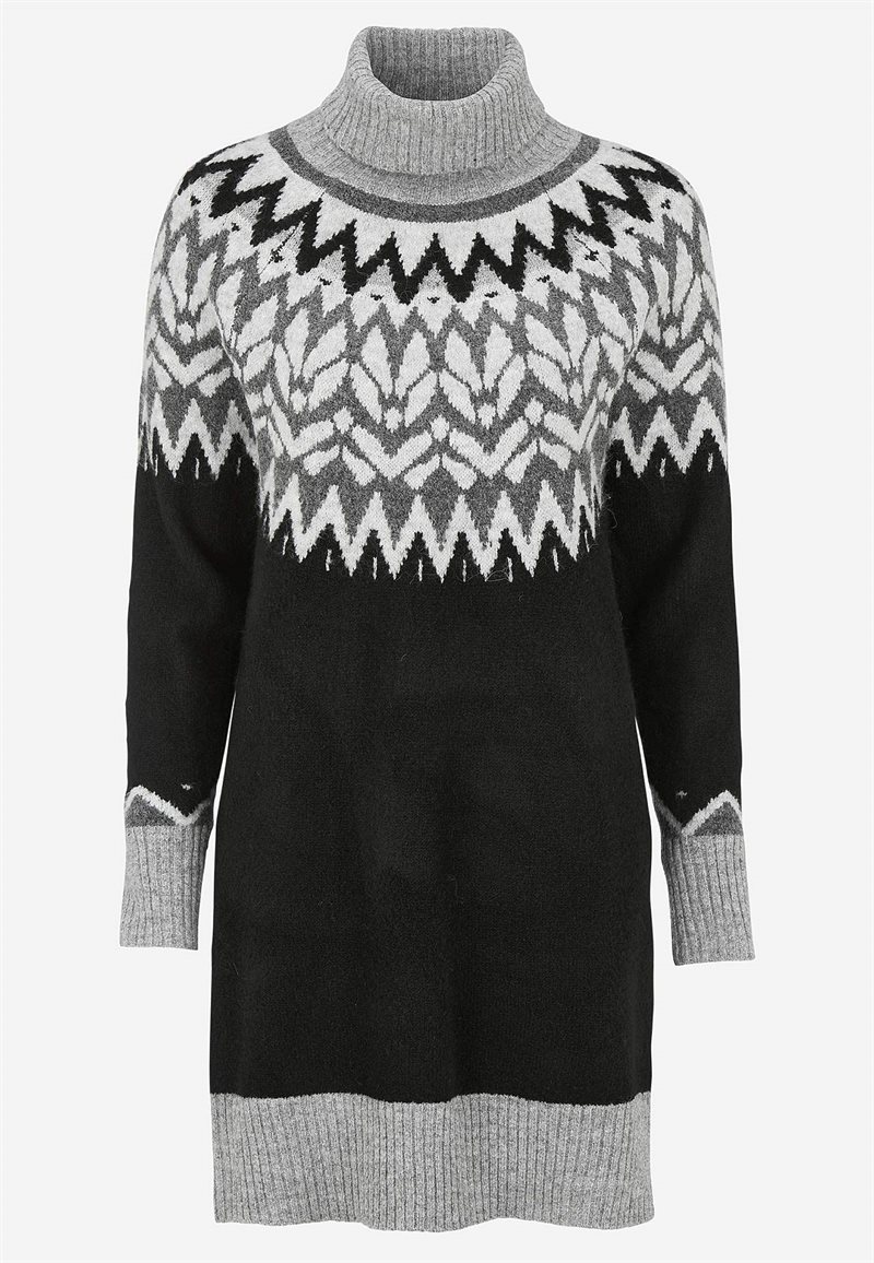 Kjole med jacquardstrikket mønster