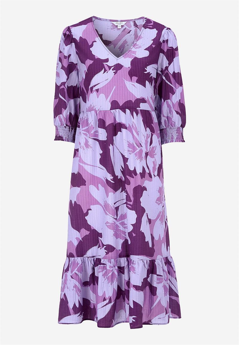 Vevet kjole med volang