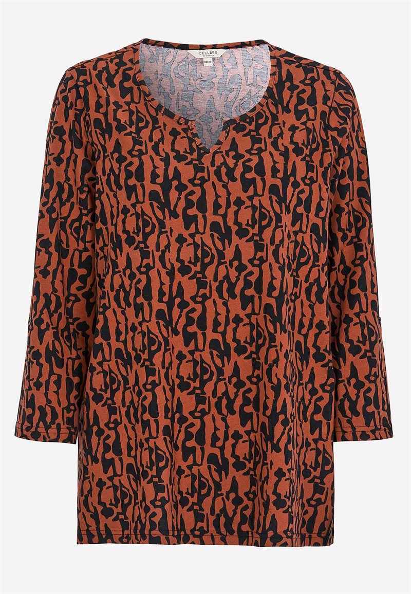 Jerseytopp med 3/4-lange ermer