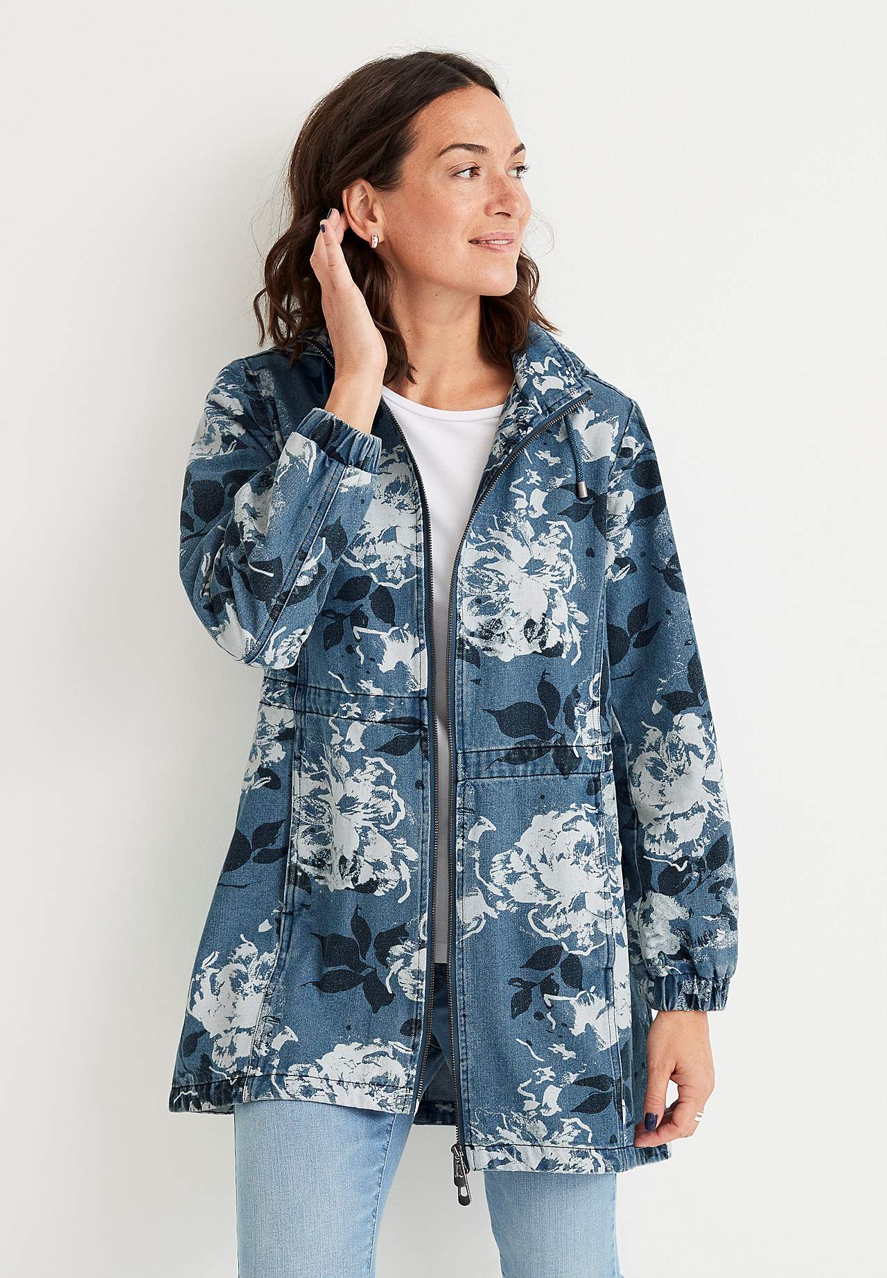 Blomstret jakke i denim Lea