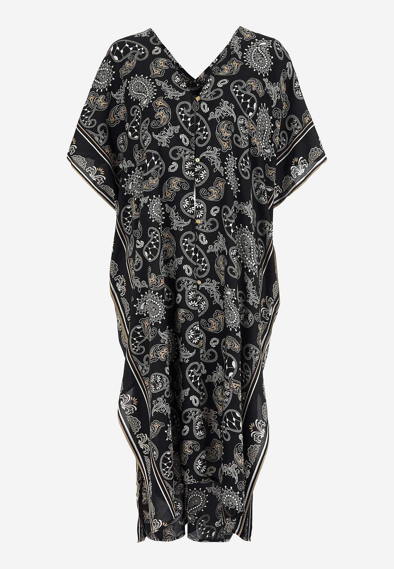 Strand-Kaftan mit Gürtelschnalle und einem Paisley-Muster Tahiti von