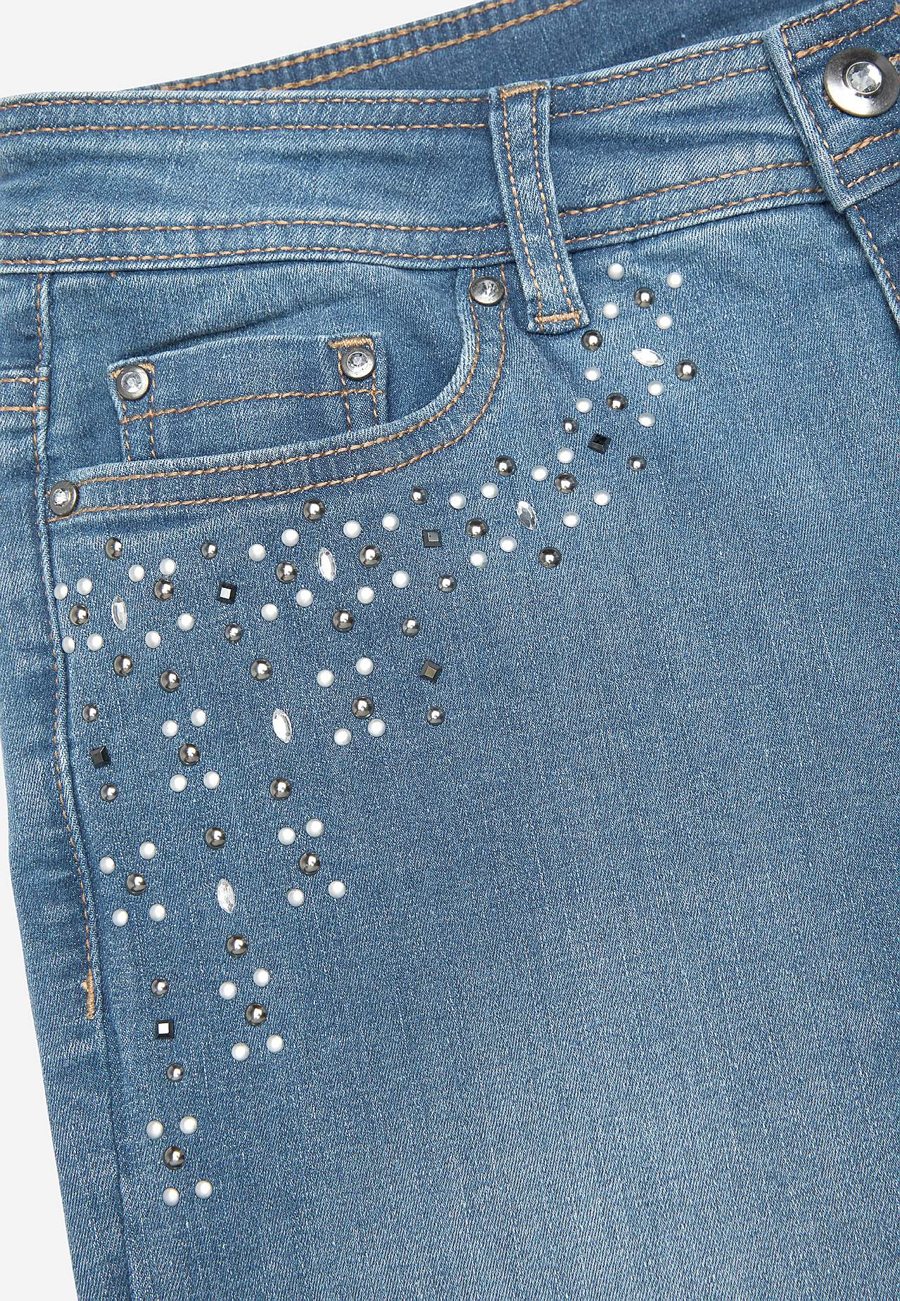 Ankeljeans med perler og strass