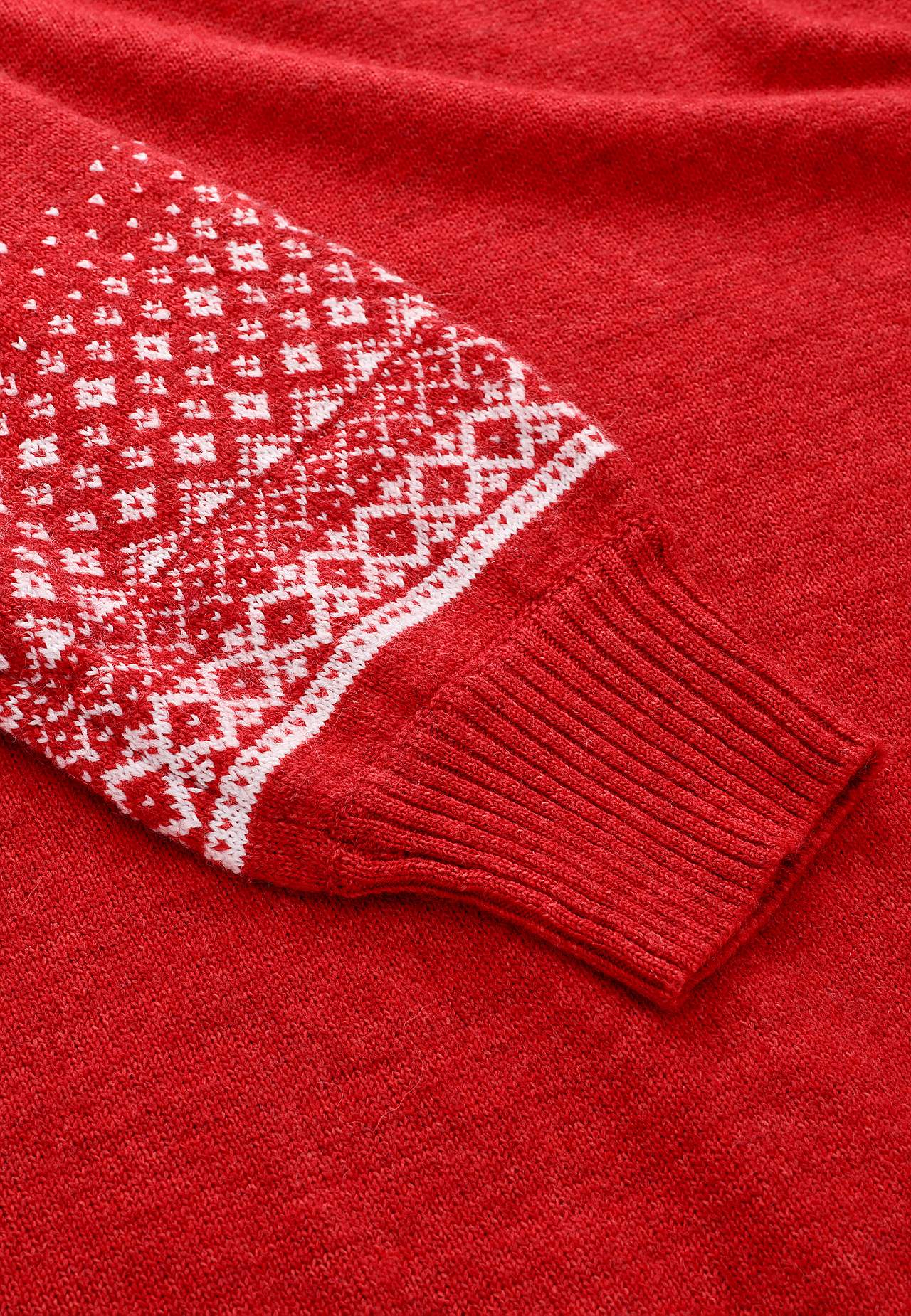 Strikket kjole med jacquard- mønstrede ermer