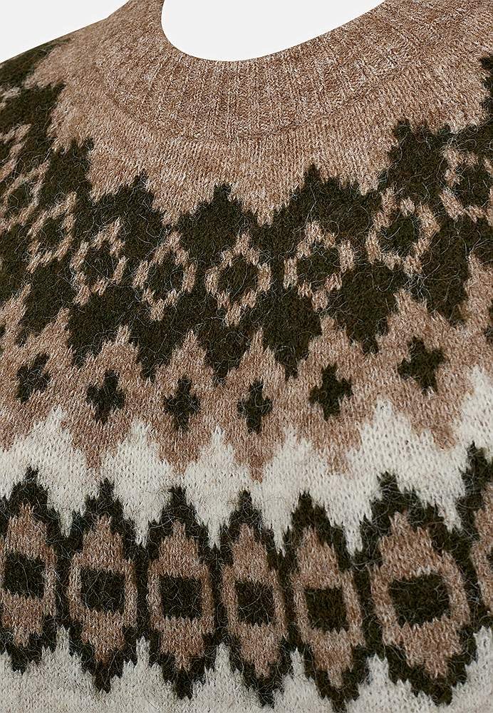 Strikkegenser med jacquardmønster