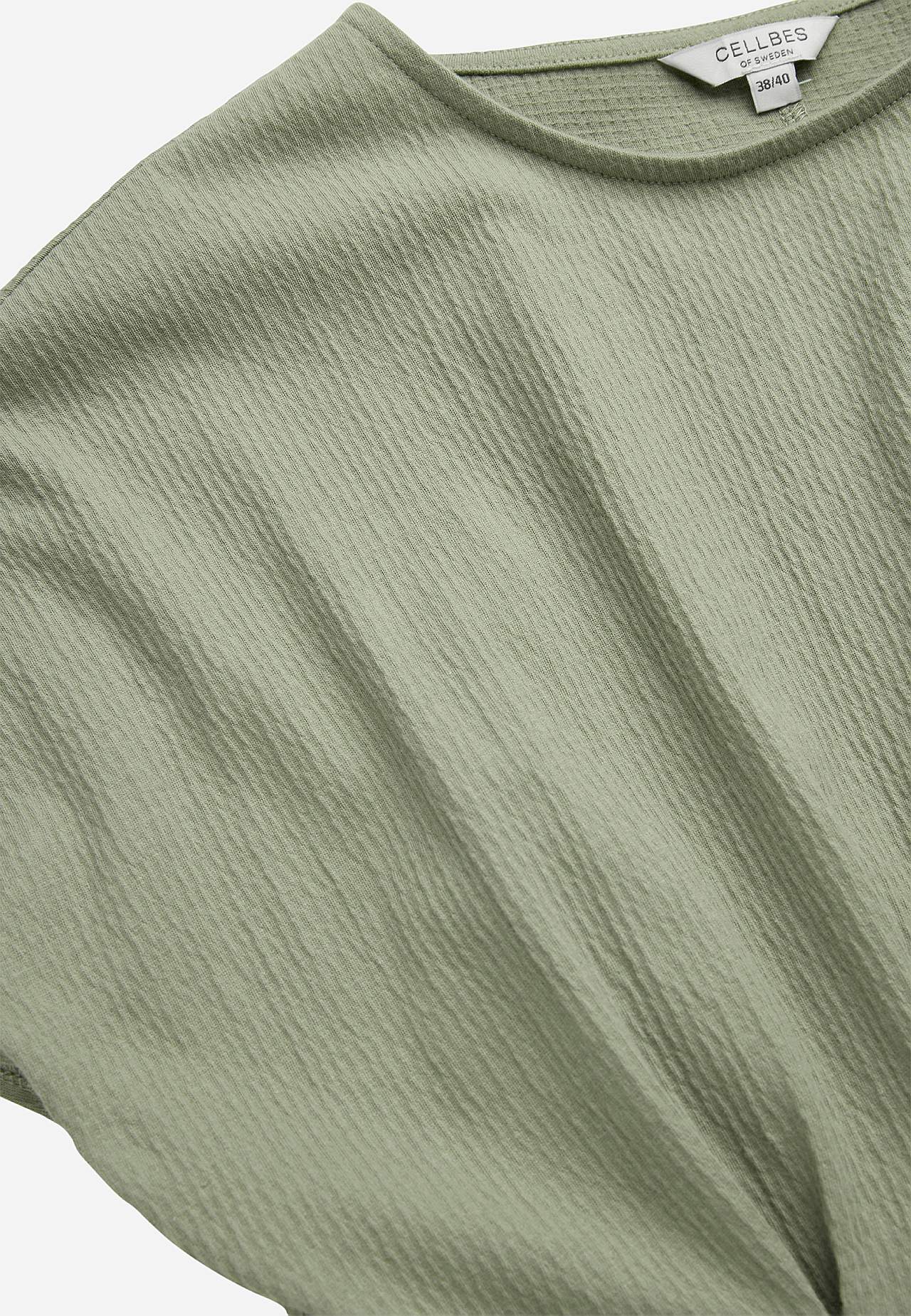 Kjole i rynket bomullsjersey