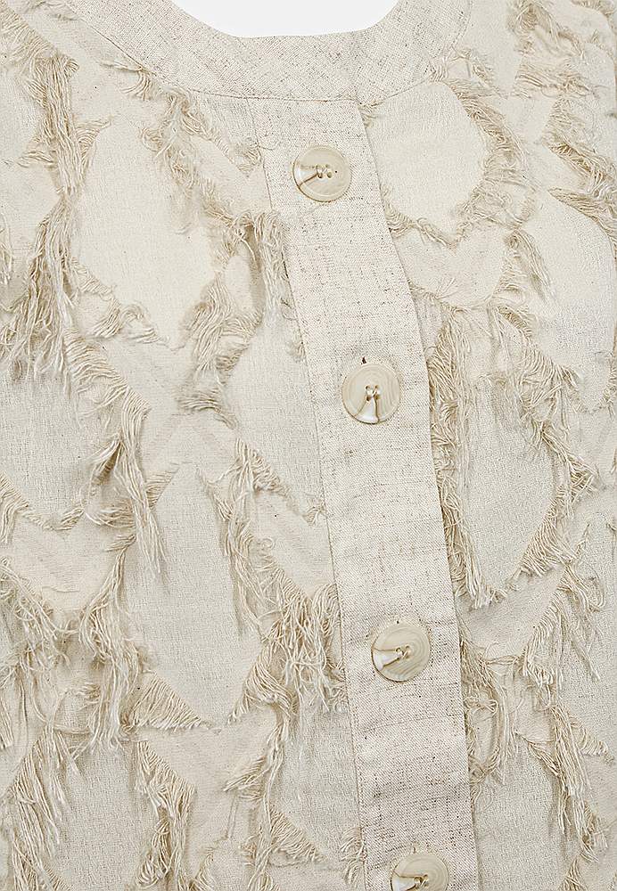 Jacquardvevd jakke med duskdetaljer