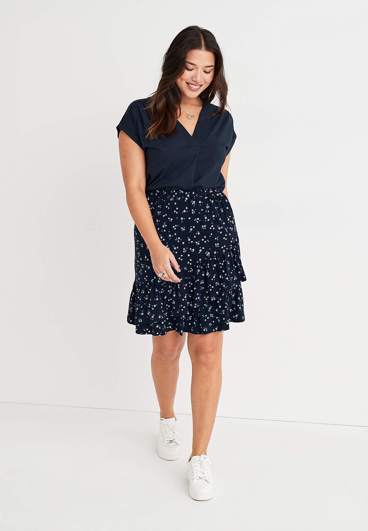 Jerseyskjørt med volanger