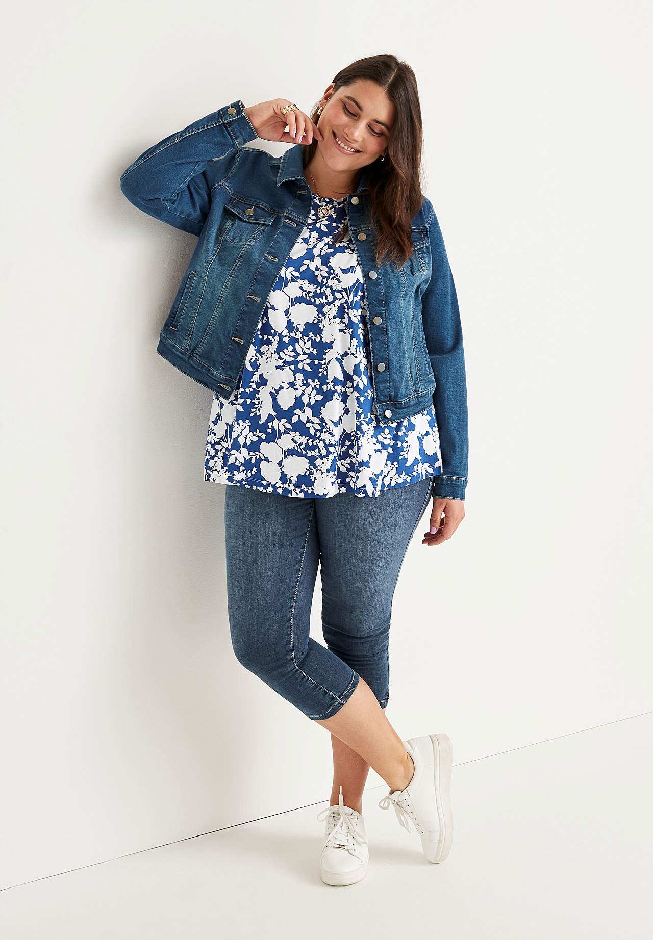 Superkomfortabel caprijeggings i denim Elin