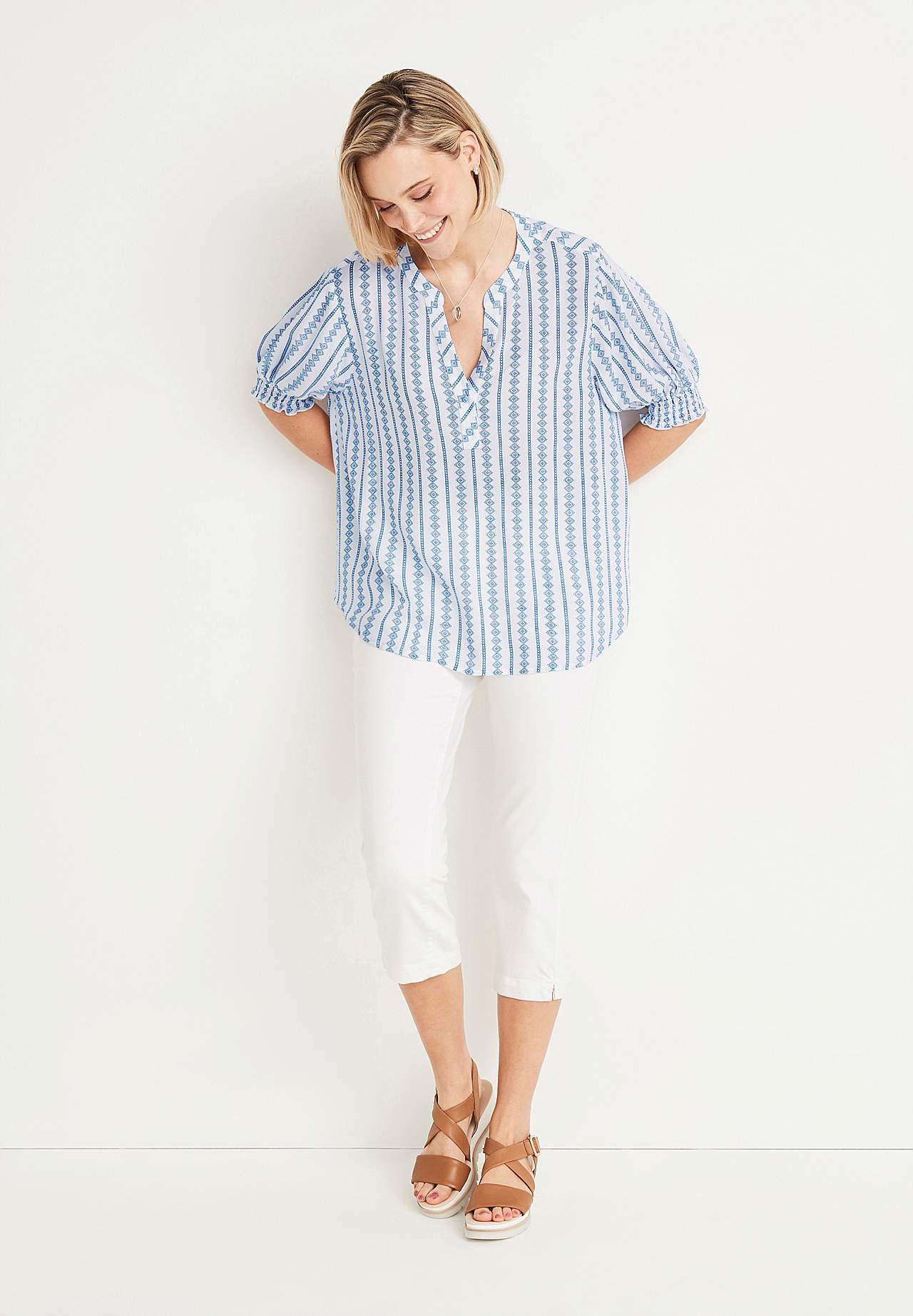 Crepe bluse med vaffelsøm