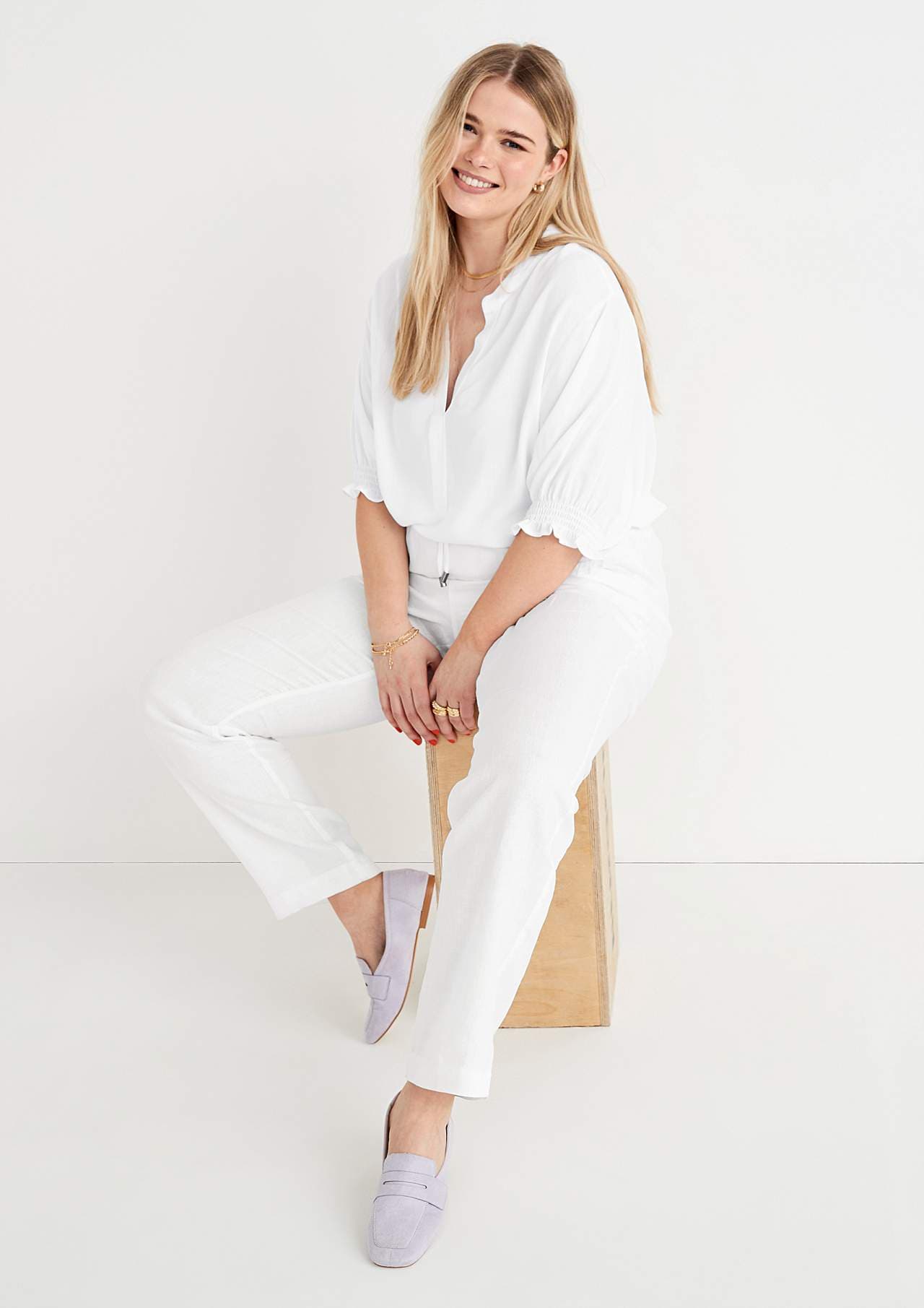 Linbukse Premium med strikk i midjan