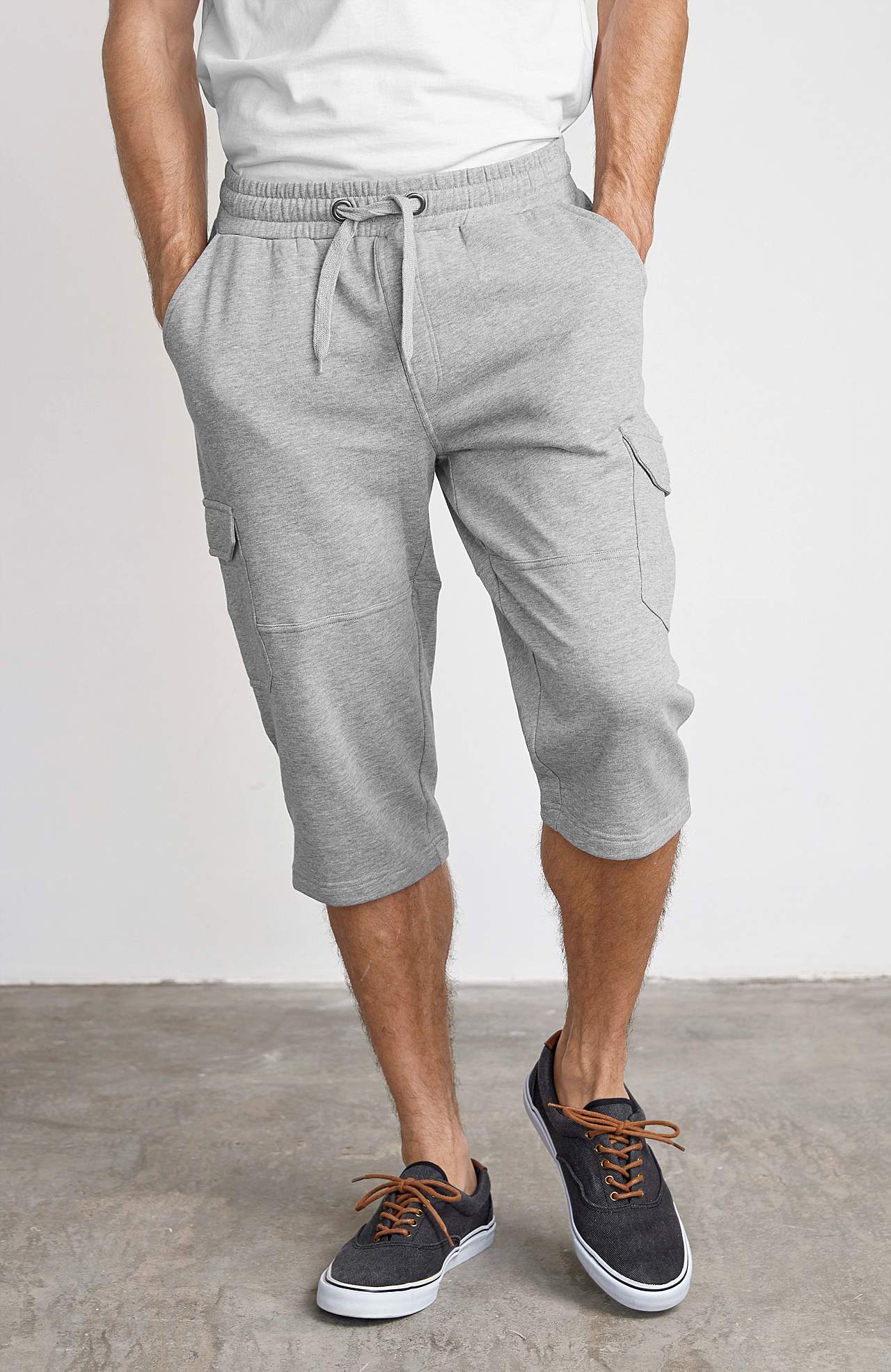 Lang sweatshirt-shorts med cargolommer