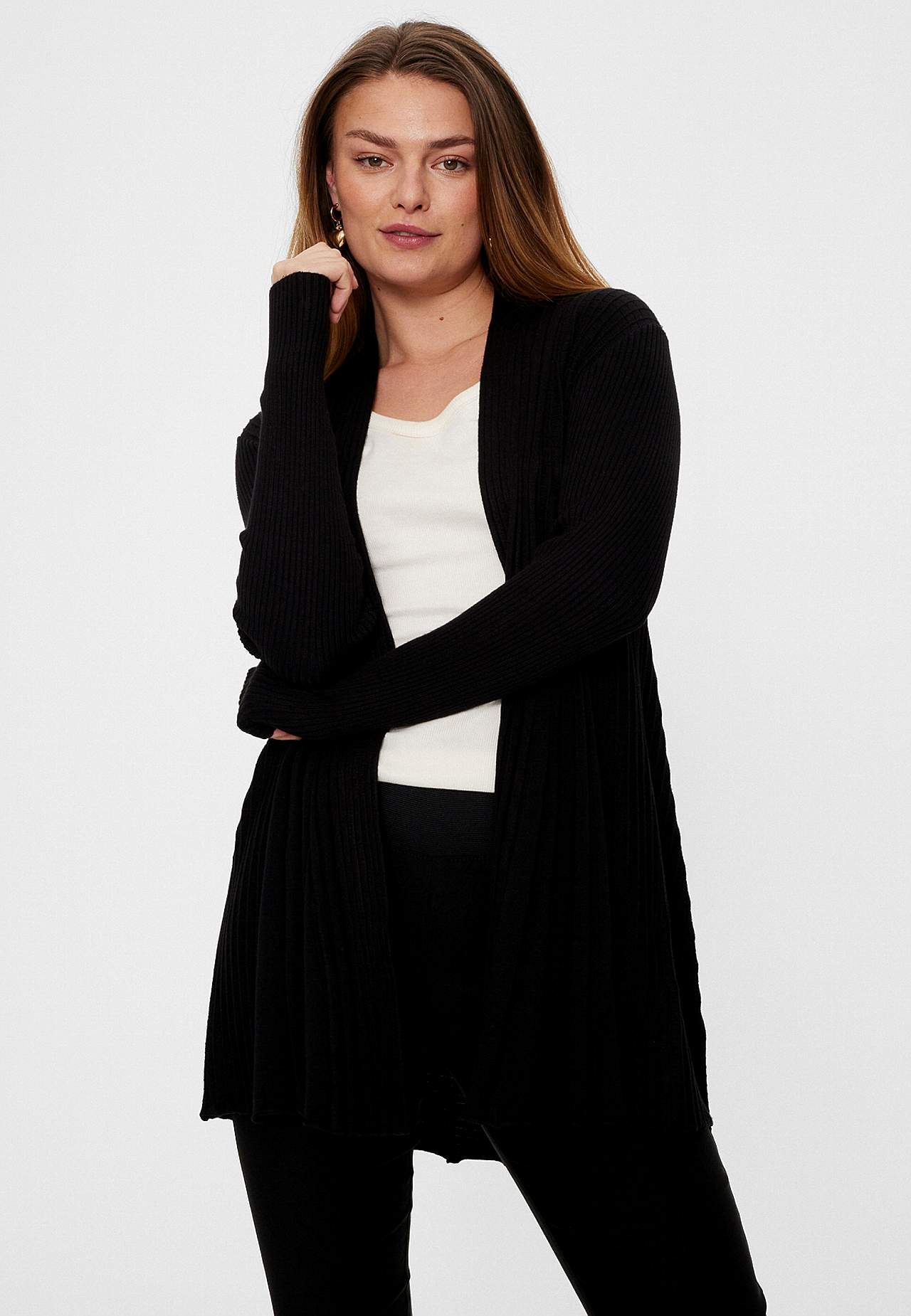Lang, ribbet cardigan Claudisse