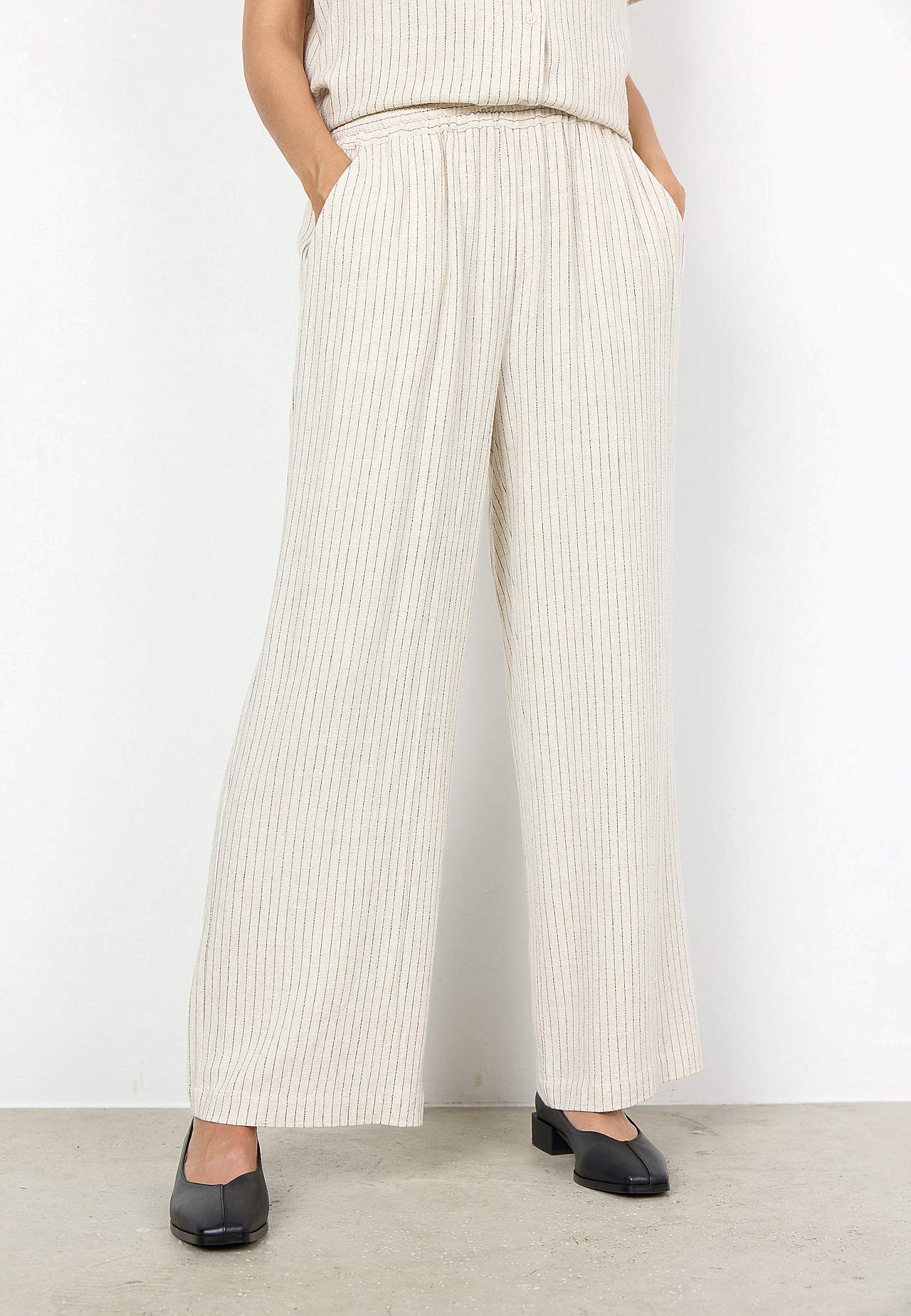 Stripete bukse med elastisk midje