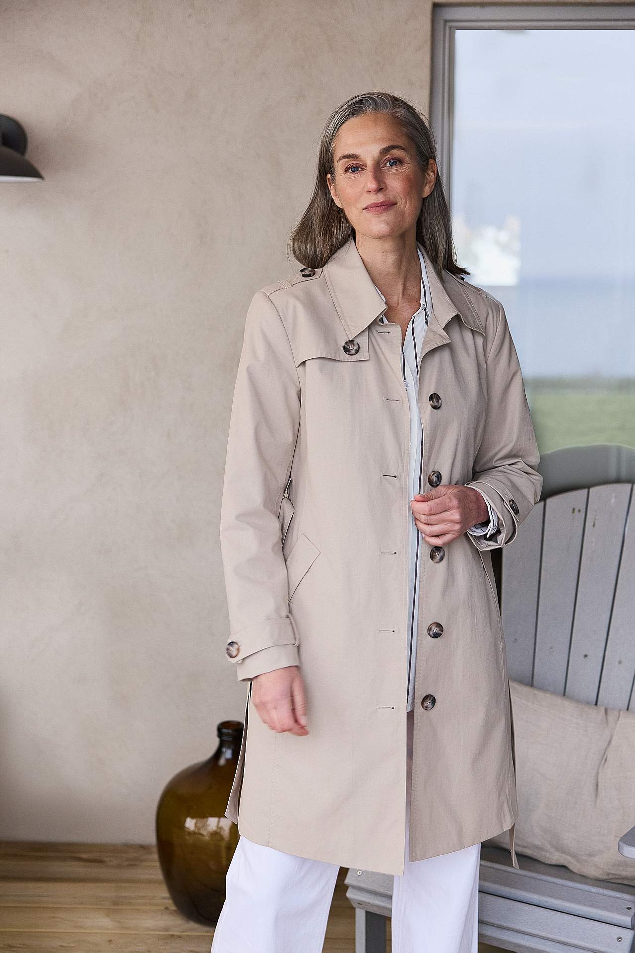 Enkeltkneppet trenchcoat