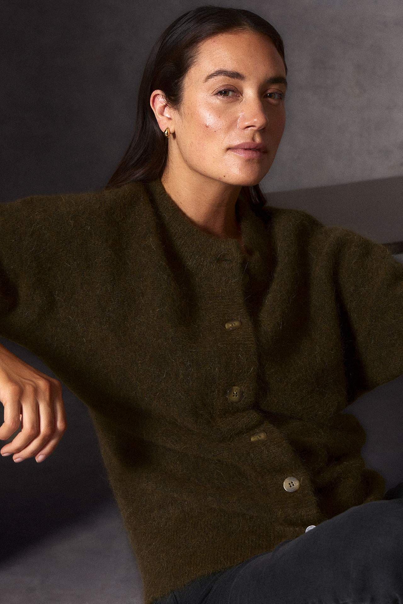 Cardigan Premium i mohair- og ullblanding