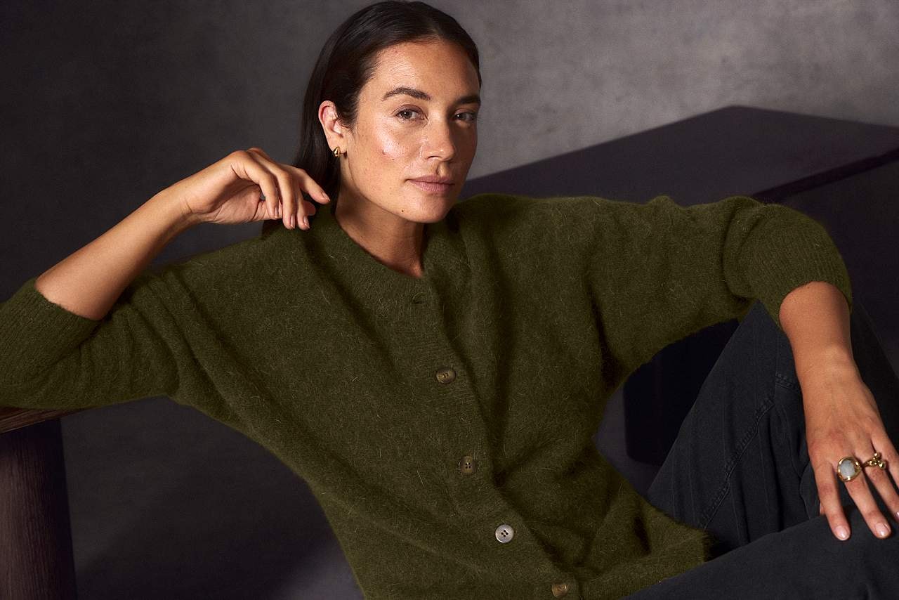 Cardigan Premium i mohair- og ullblanding