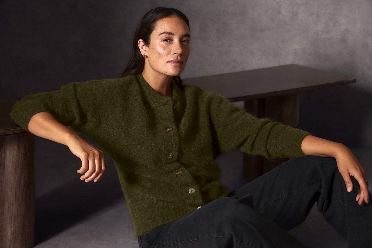 Cardigan Premium i mohair- og ullblanding