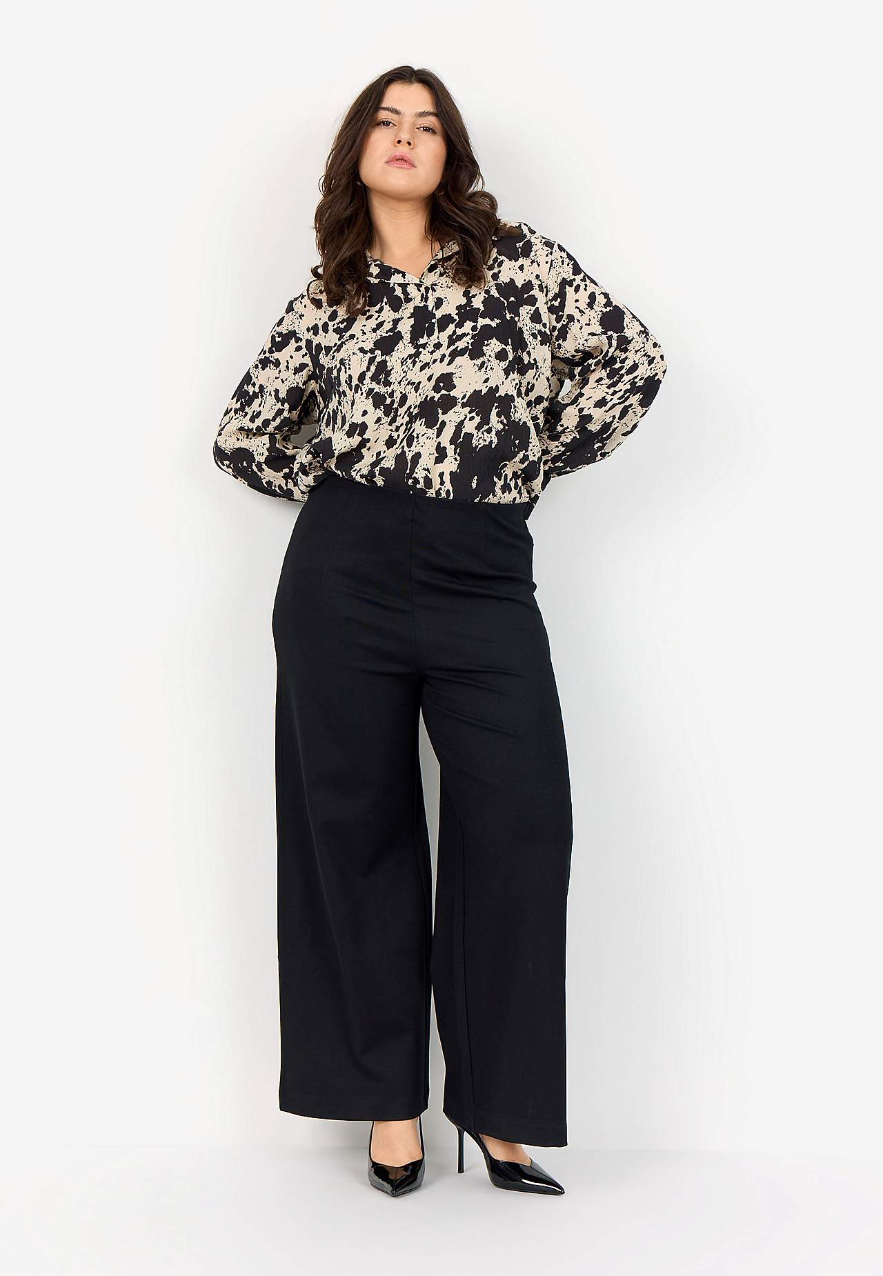 Stretchy, elegant bukse med vidt bein