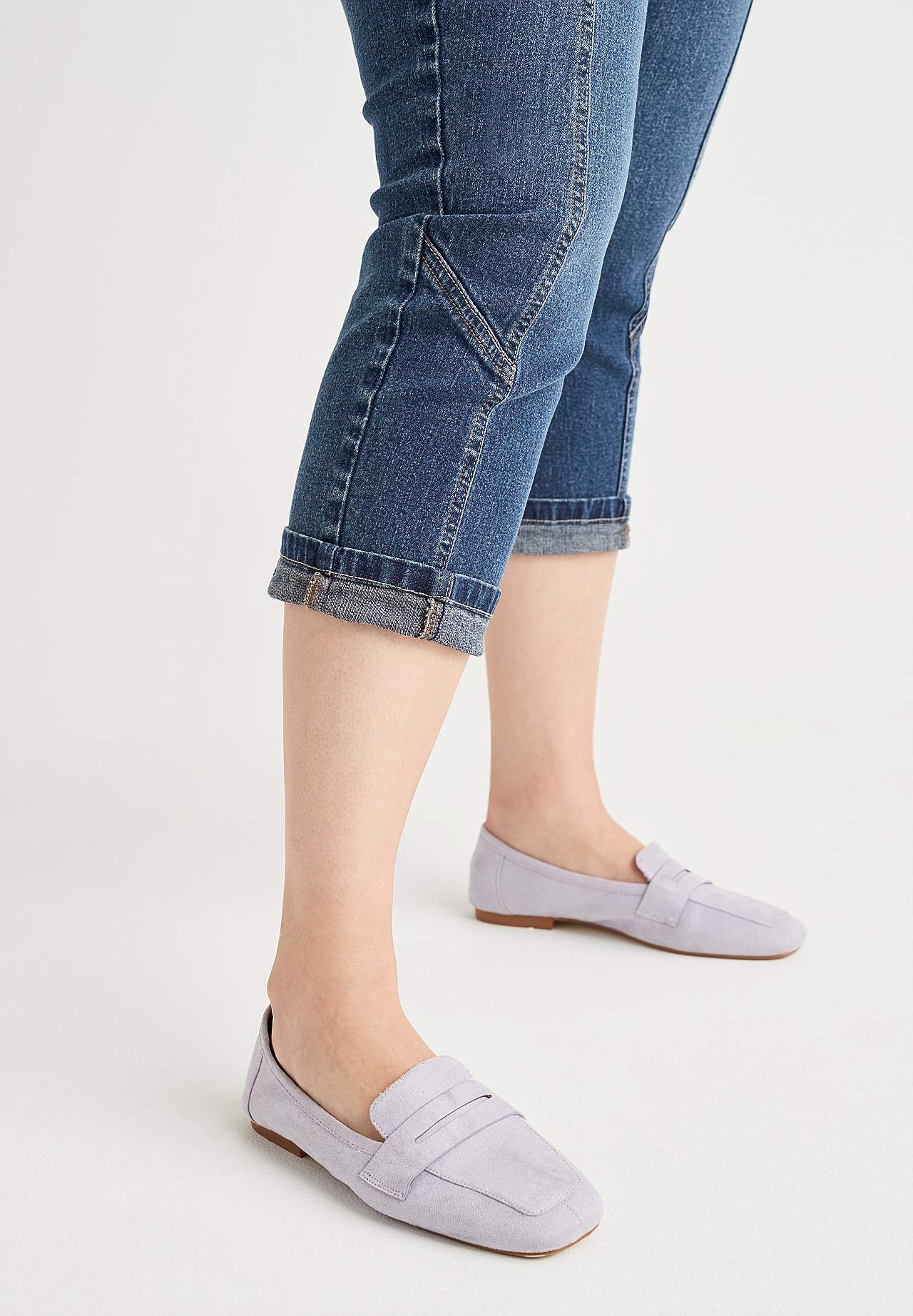 Caprijeans med design med fem lommer