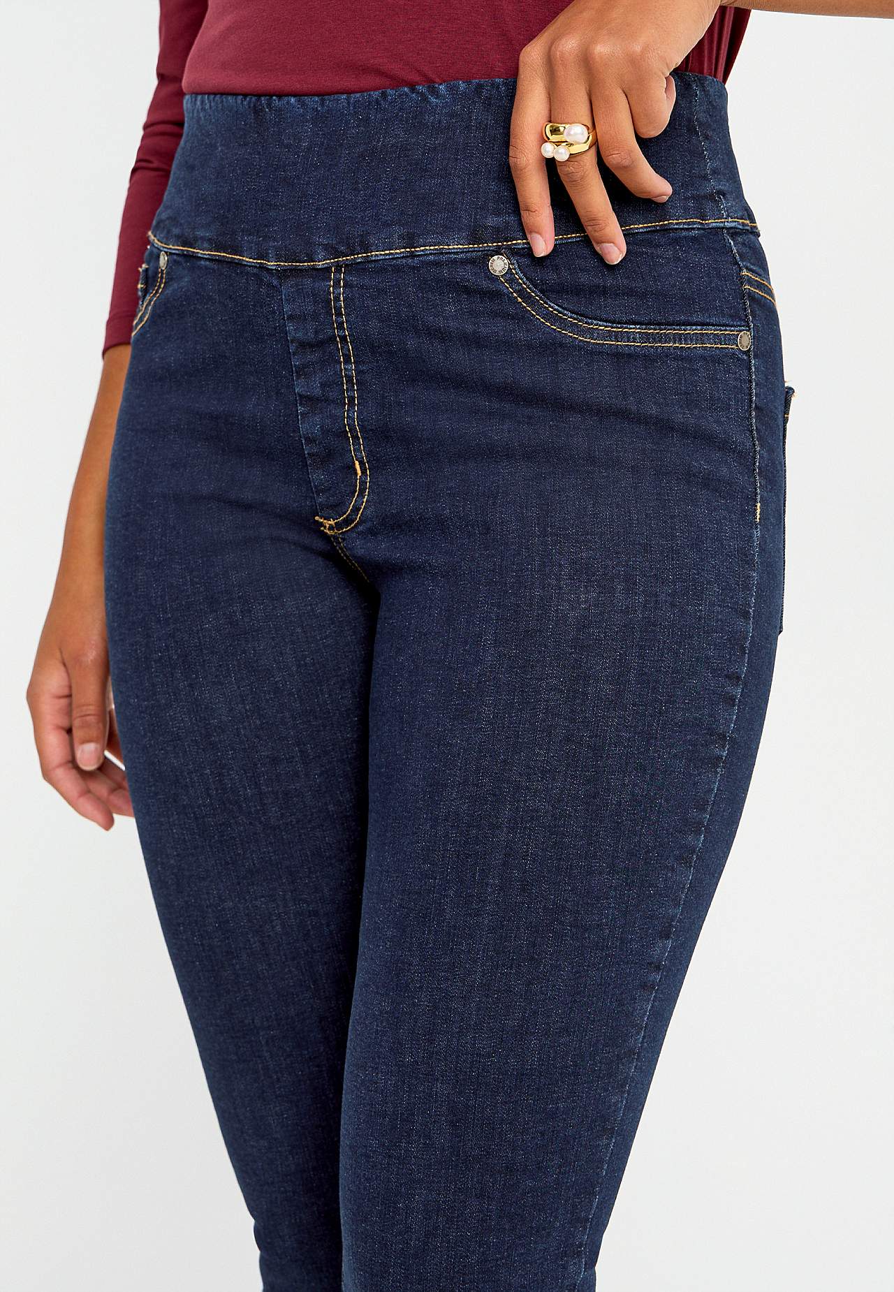 Stretchy jeggings med høy elastisk midje