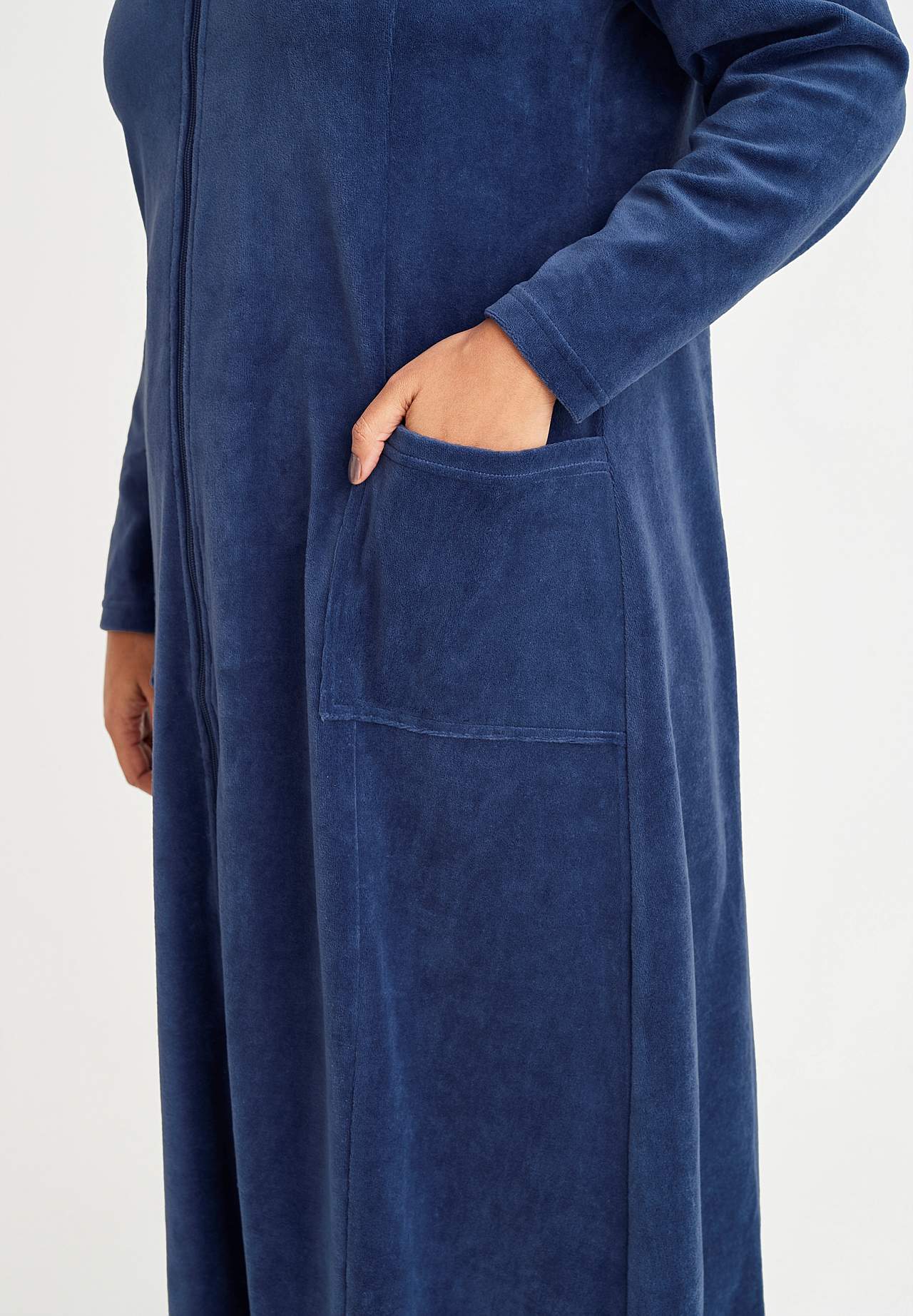 Lang morgenkåpe i velour