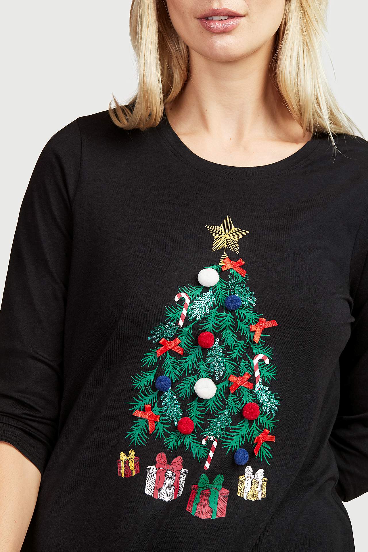 Mønstret jerseytunika med juletre Eva