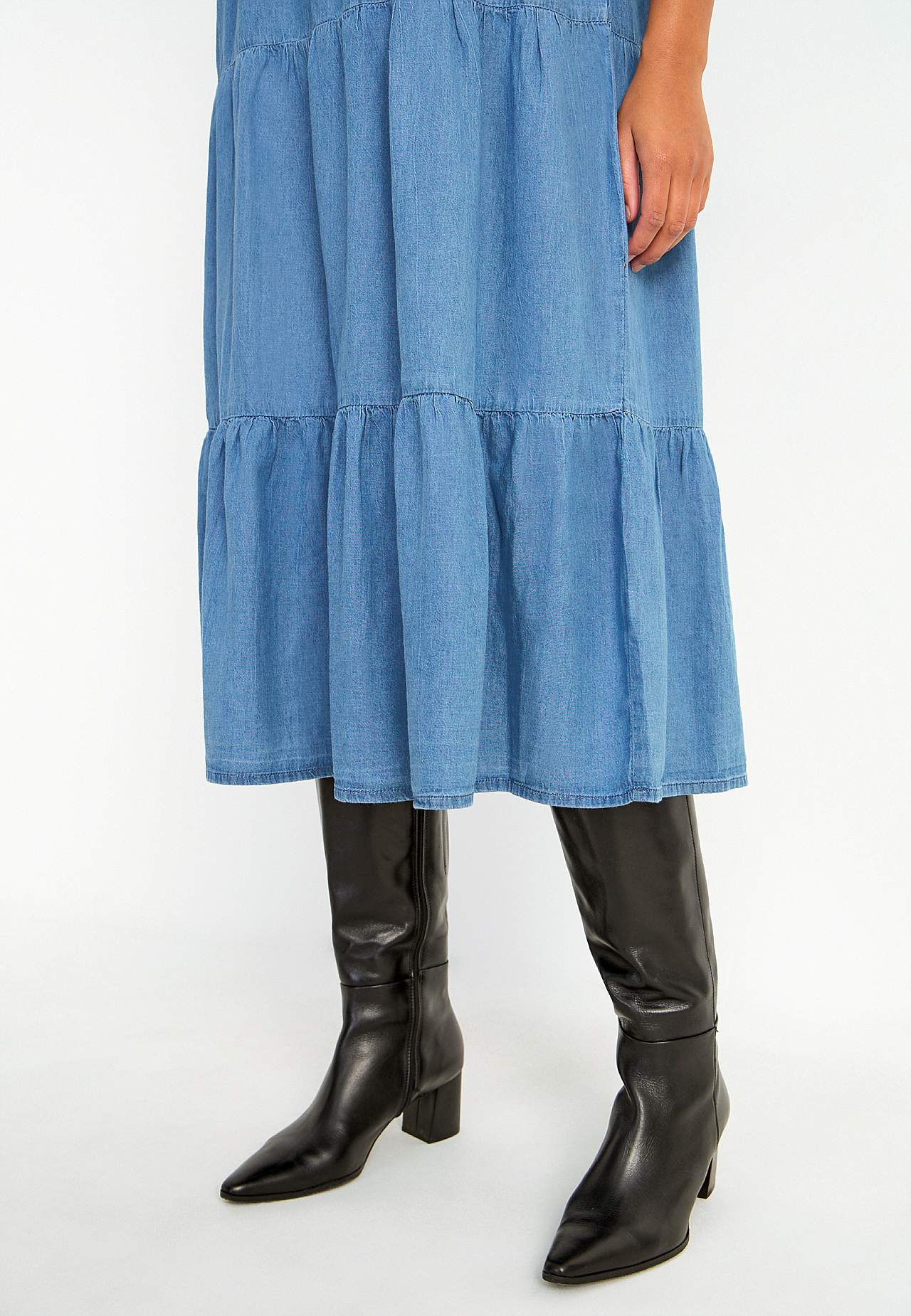 Denimkjole med volanger