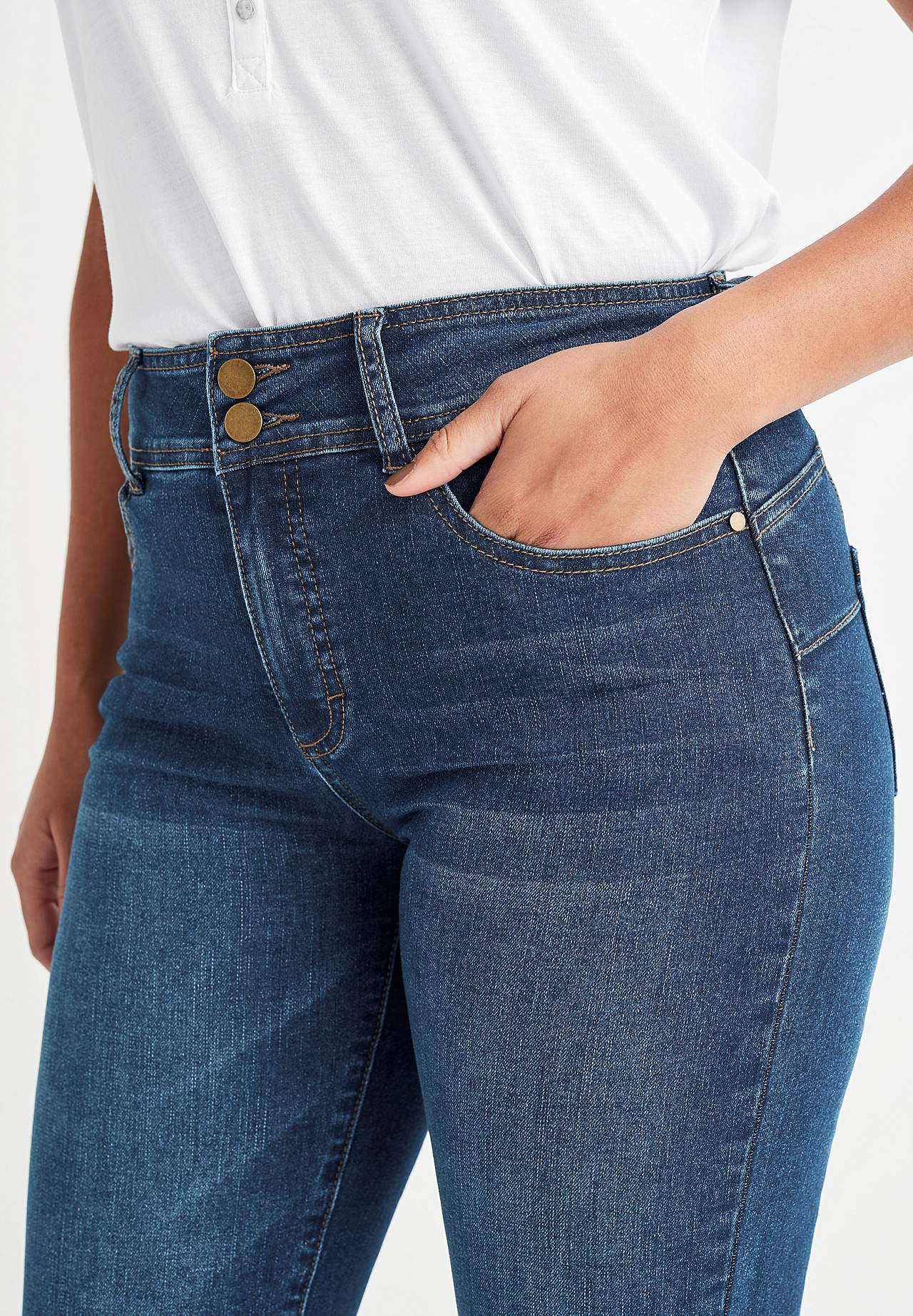 Stretchy caprijeans med shaping-effekt