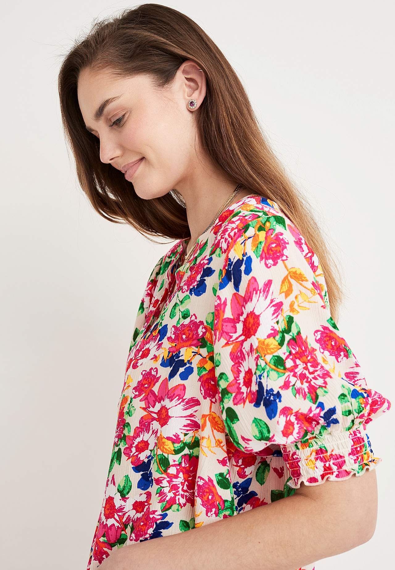 Crepe bluse med vaffelsøm Mia