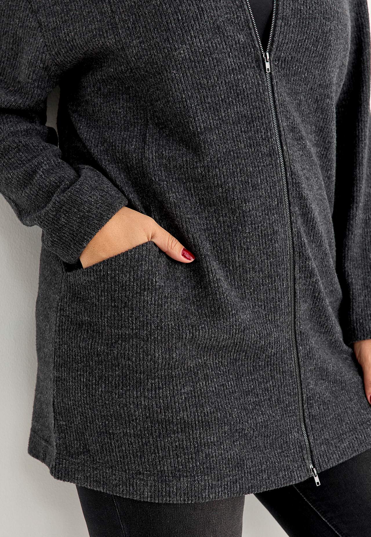 Supermyk lang cardigan med lommer