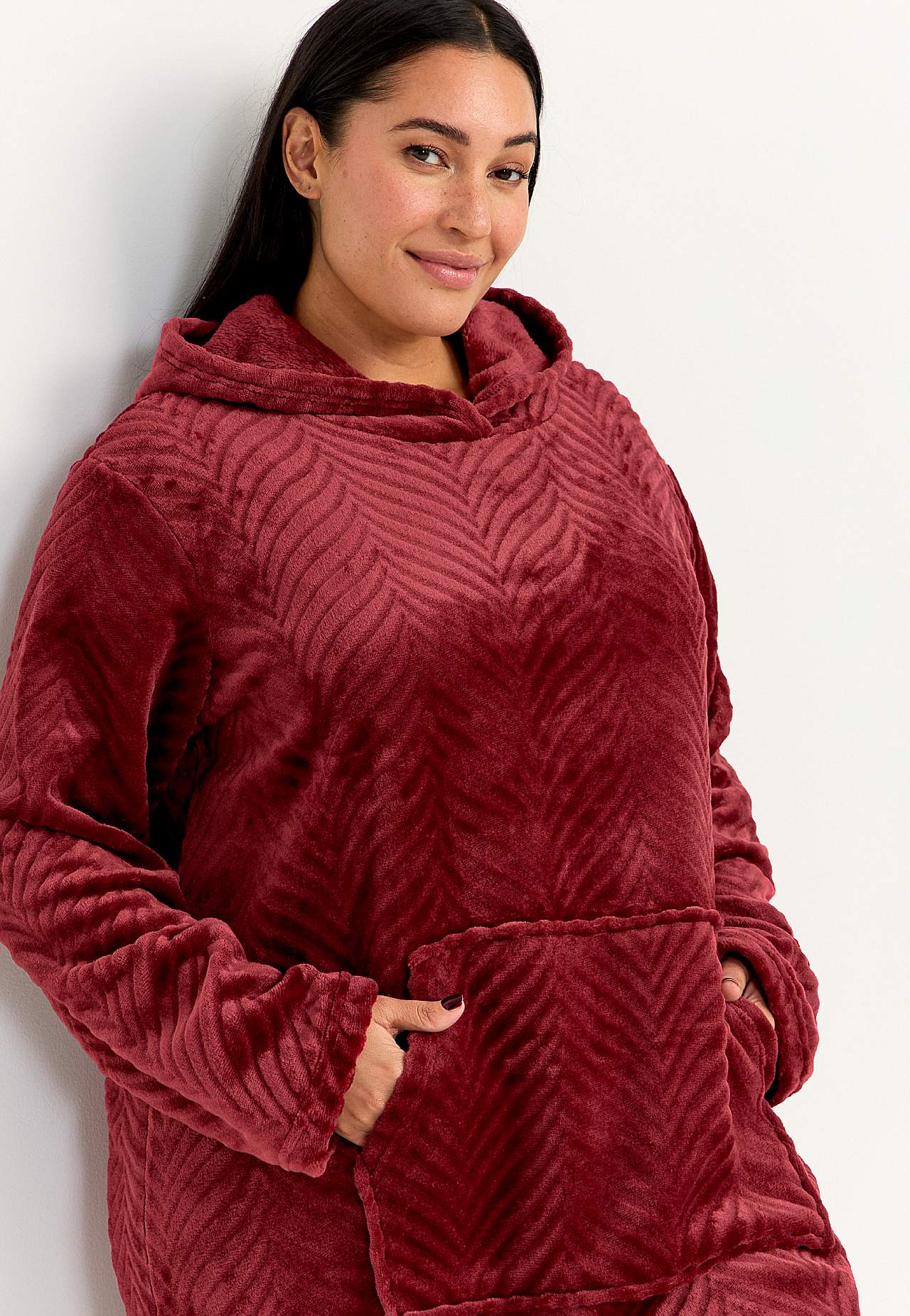 Morgenkåpe i mønstret fleece Lotta