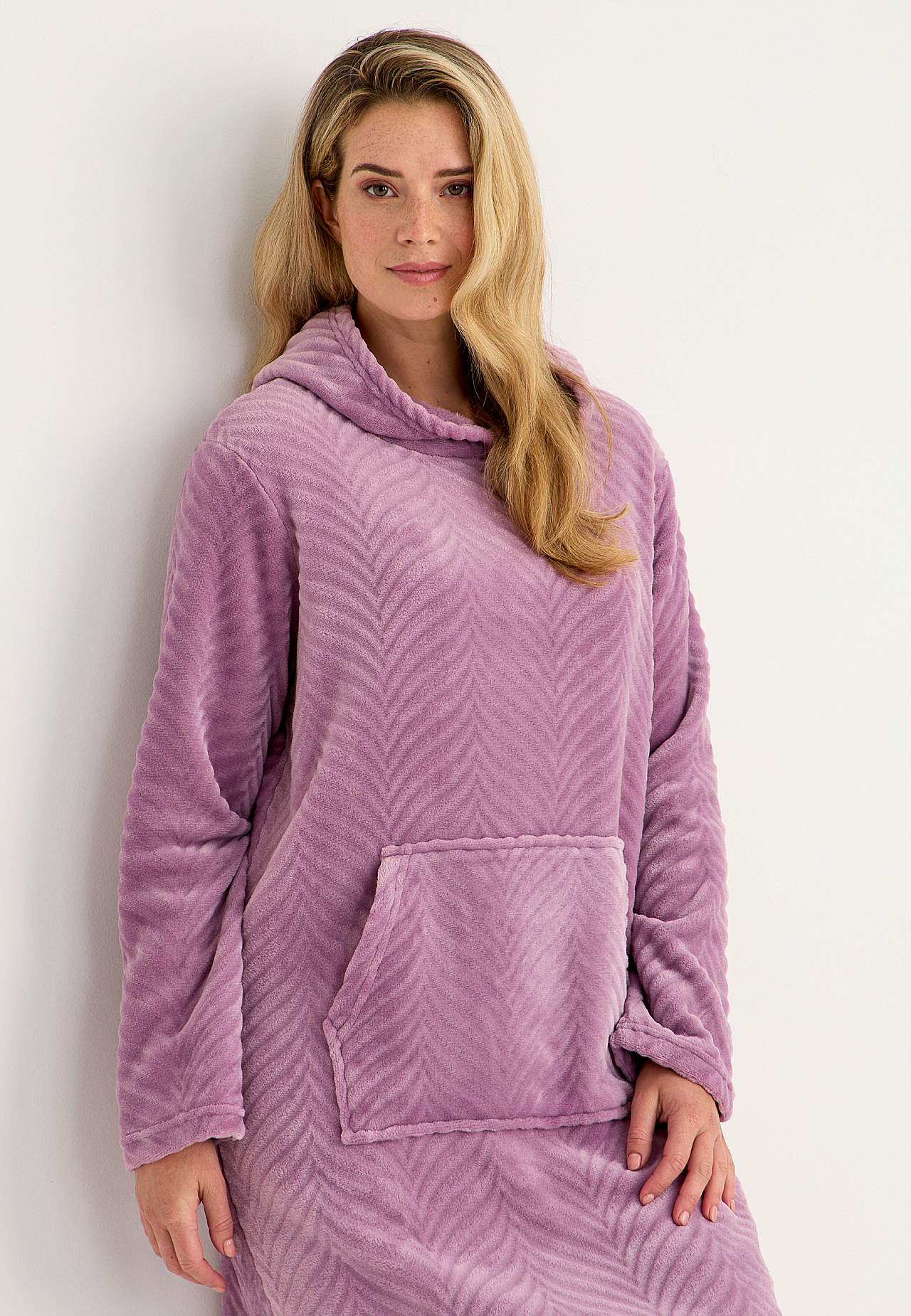 Morgenkåpe i mønstret fleece