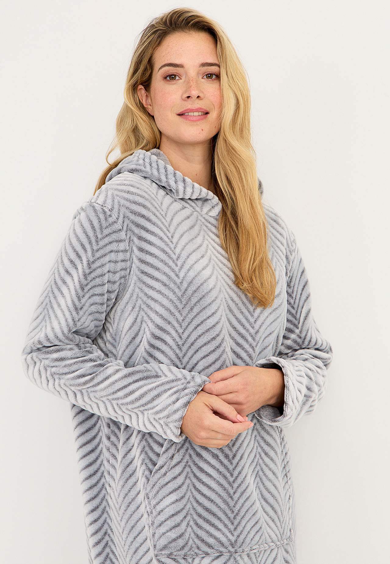 Morgenkåpe i mønstret fleece Lotta