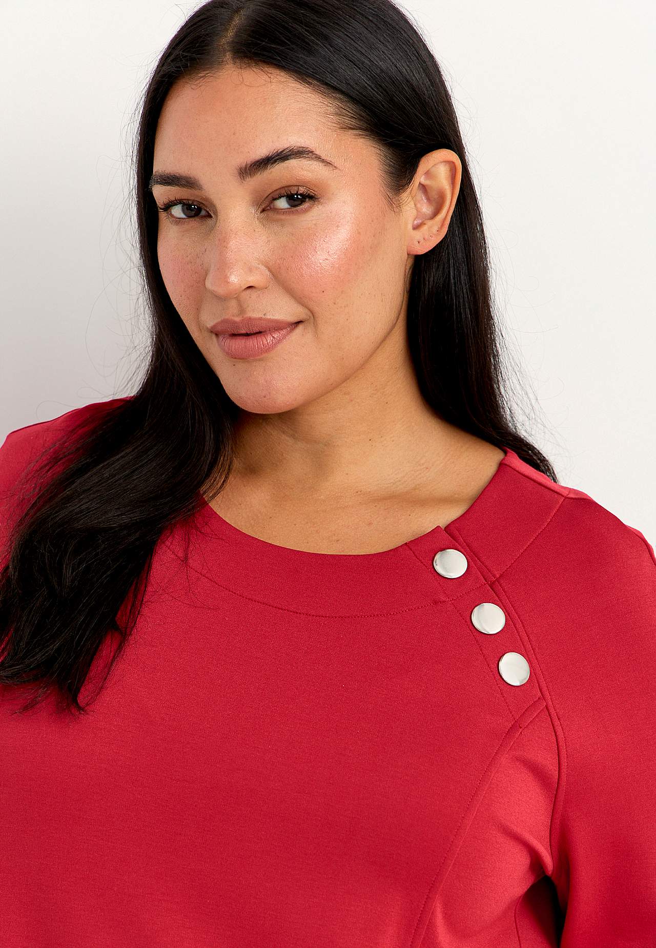 Jersey-kjole med knappdekor Sandra