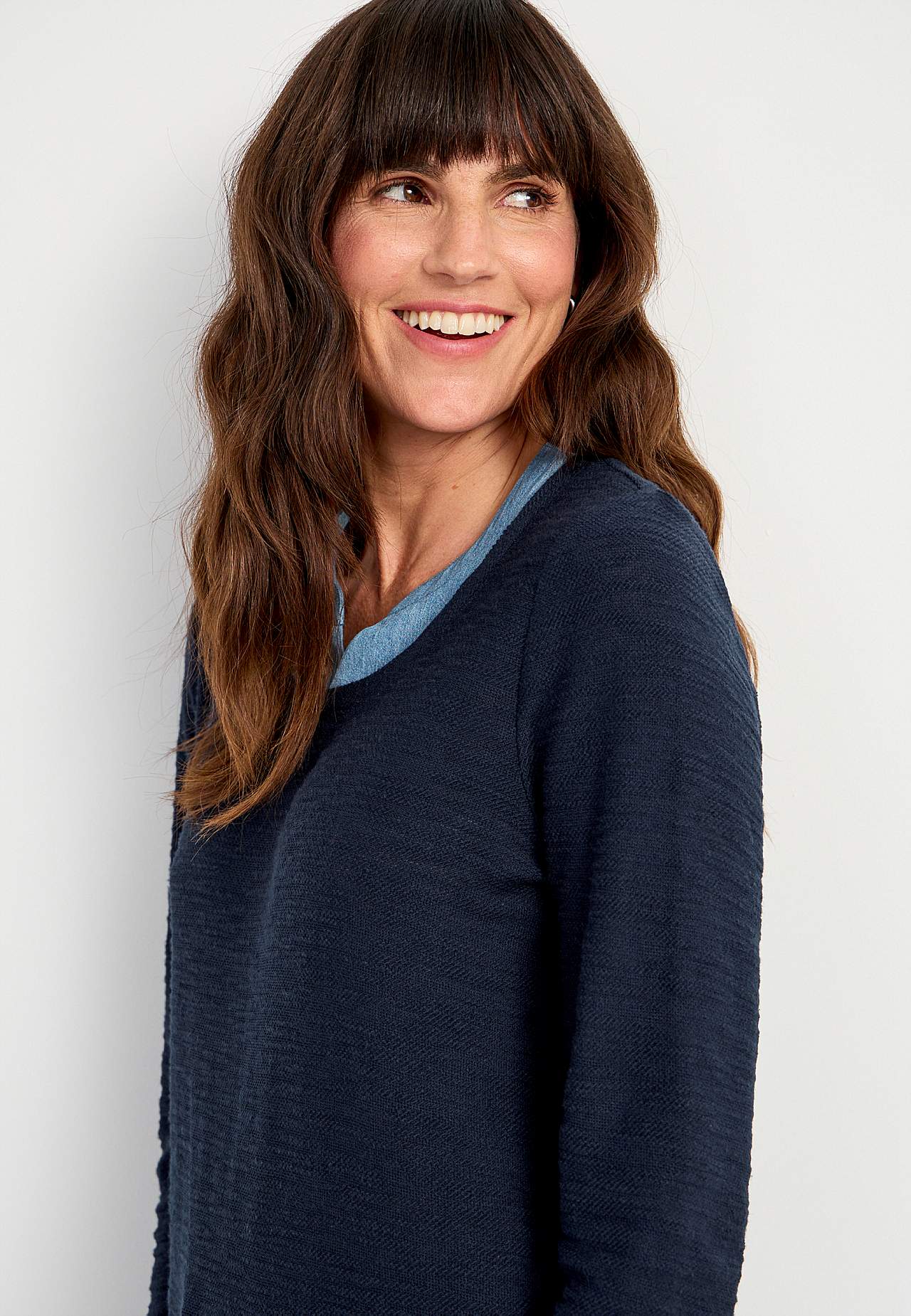 Jerseytunika med detaljer i denim Denise