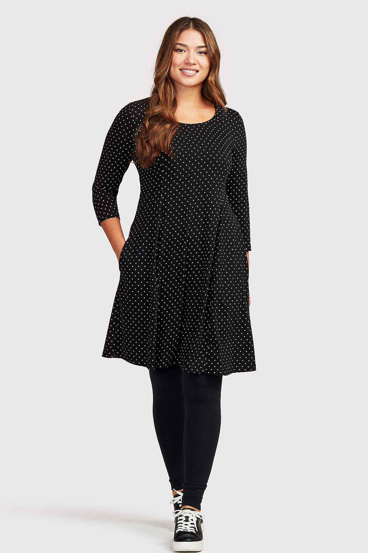 Mønstret trikotkjole