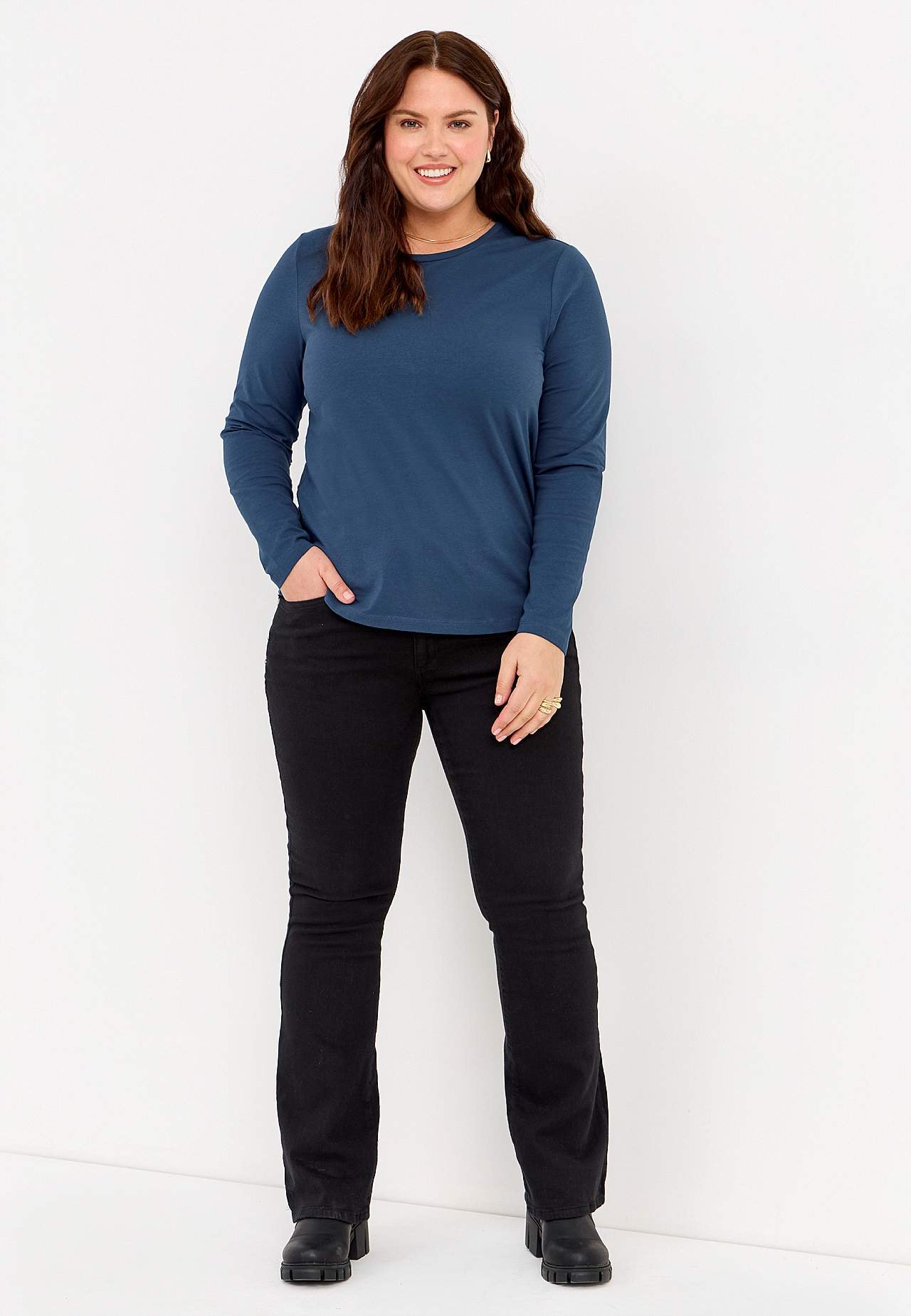 Boot cut jeans med høy midje