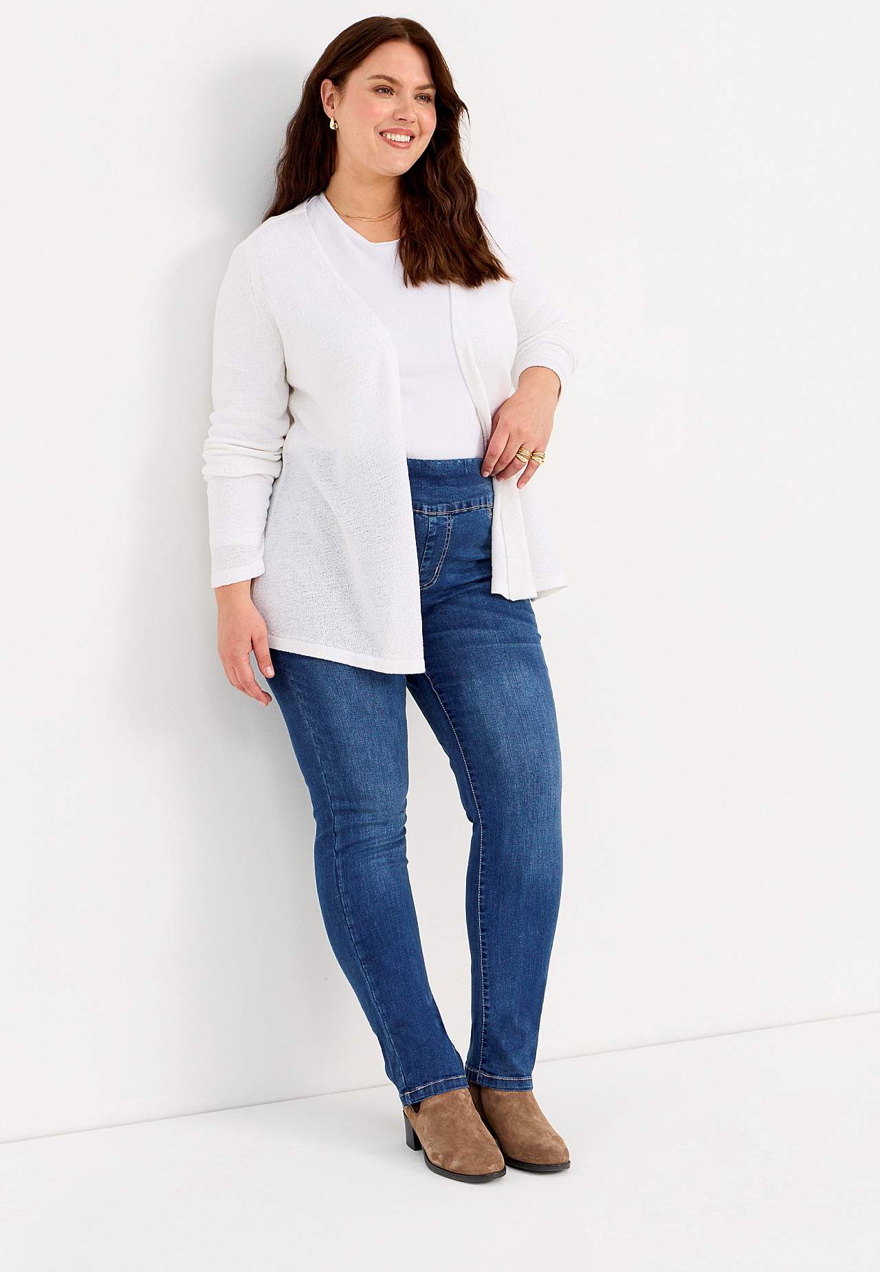 Stretchy jeggings med høy elastisk midje
