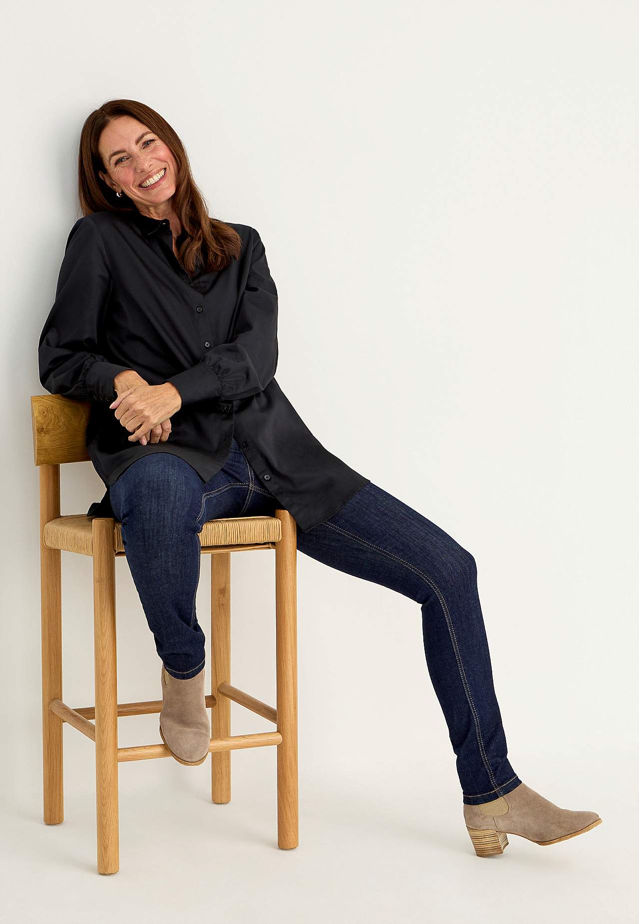 Lang skjorte i bomullsateng