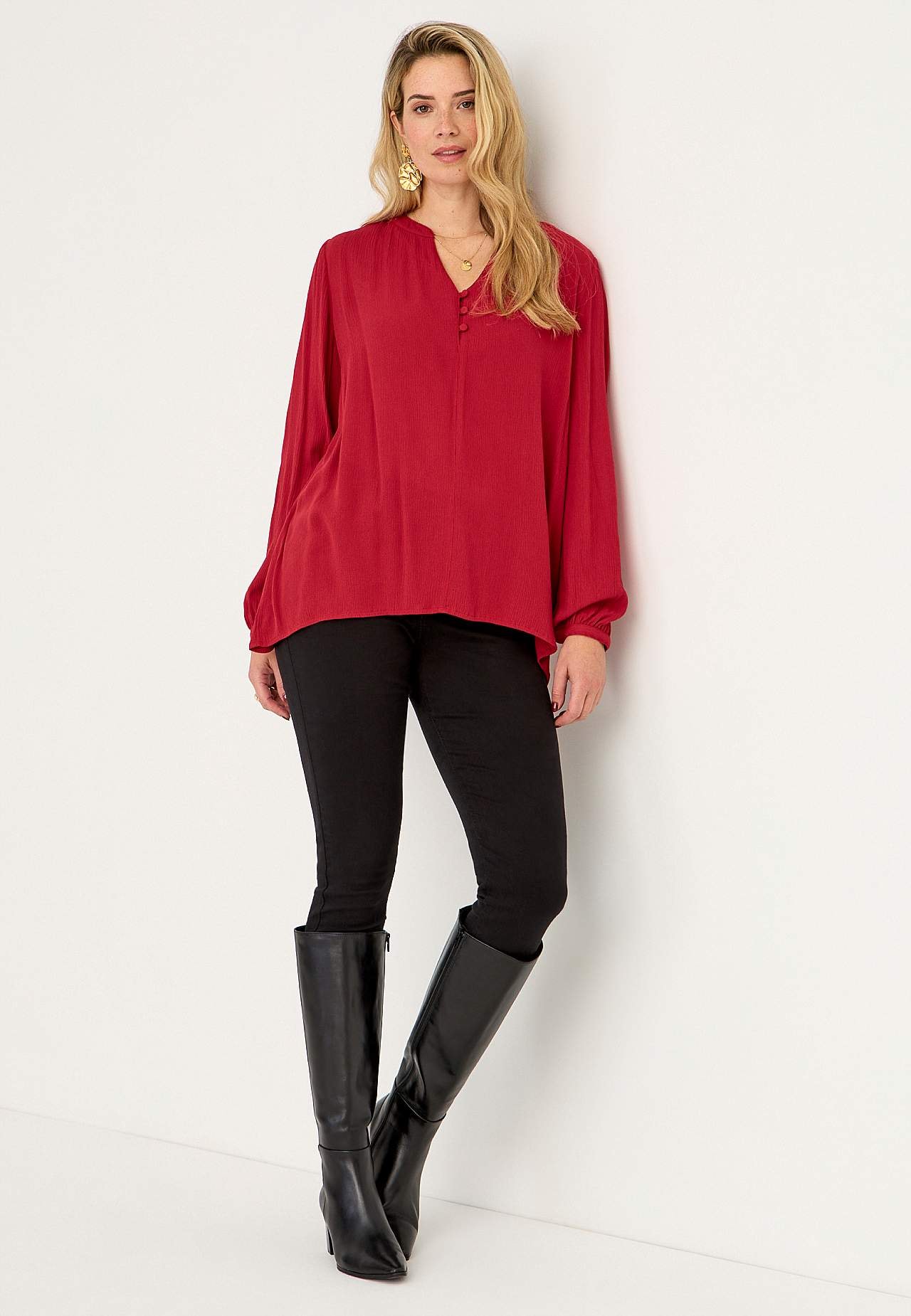 Crepe bluse med knapper