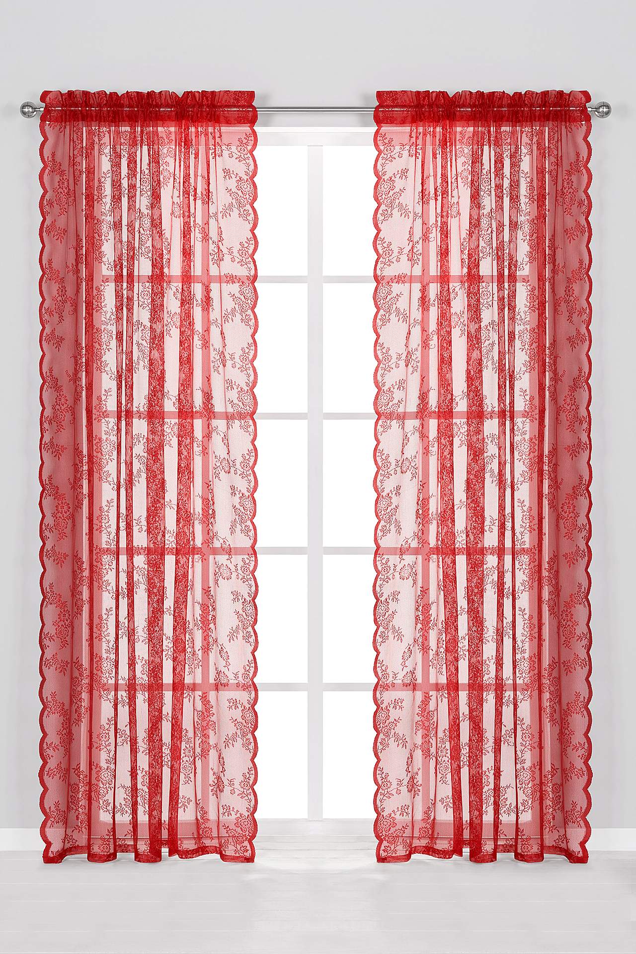 Mønstret blondegardin Rosalyn 2-pack