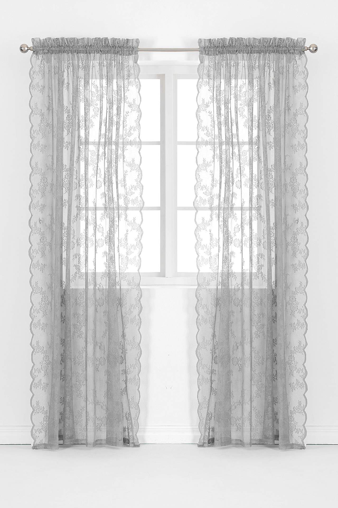 Mønstret blondegardin Rosalyn 2-pack