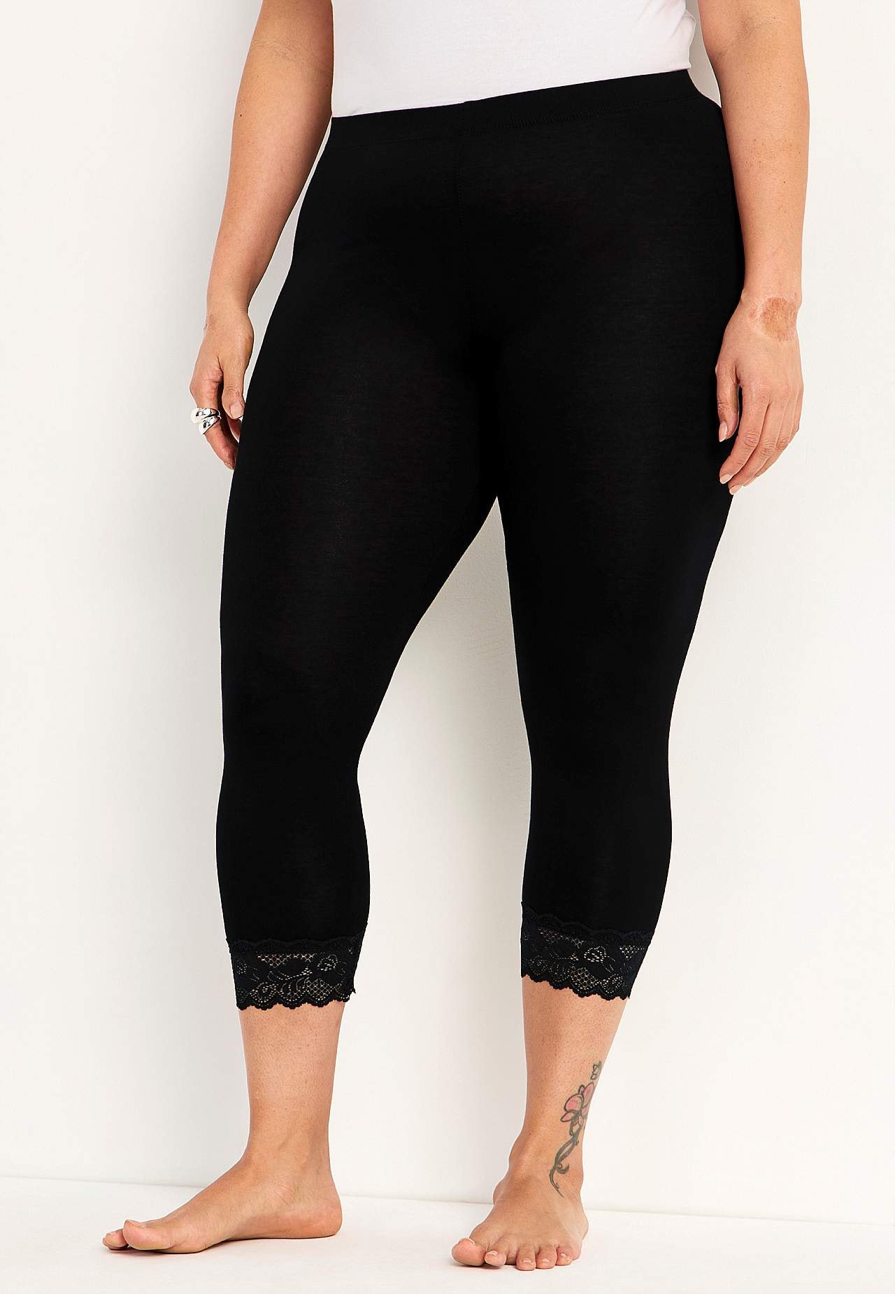 Caprileggings med blonder susanne
