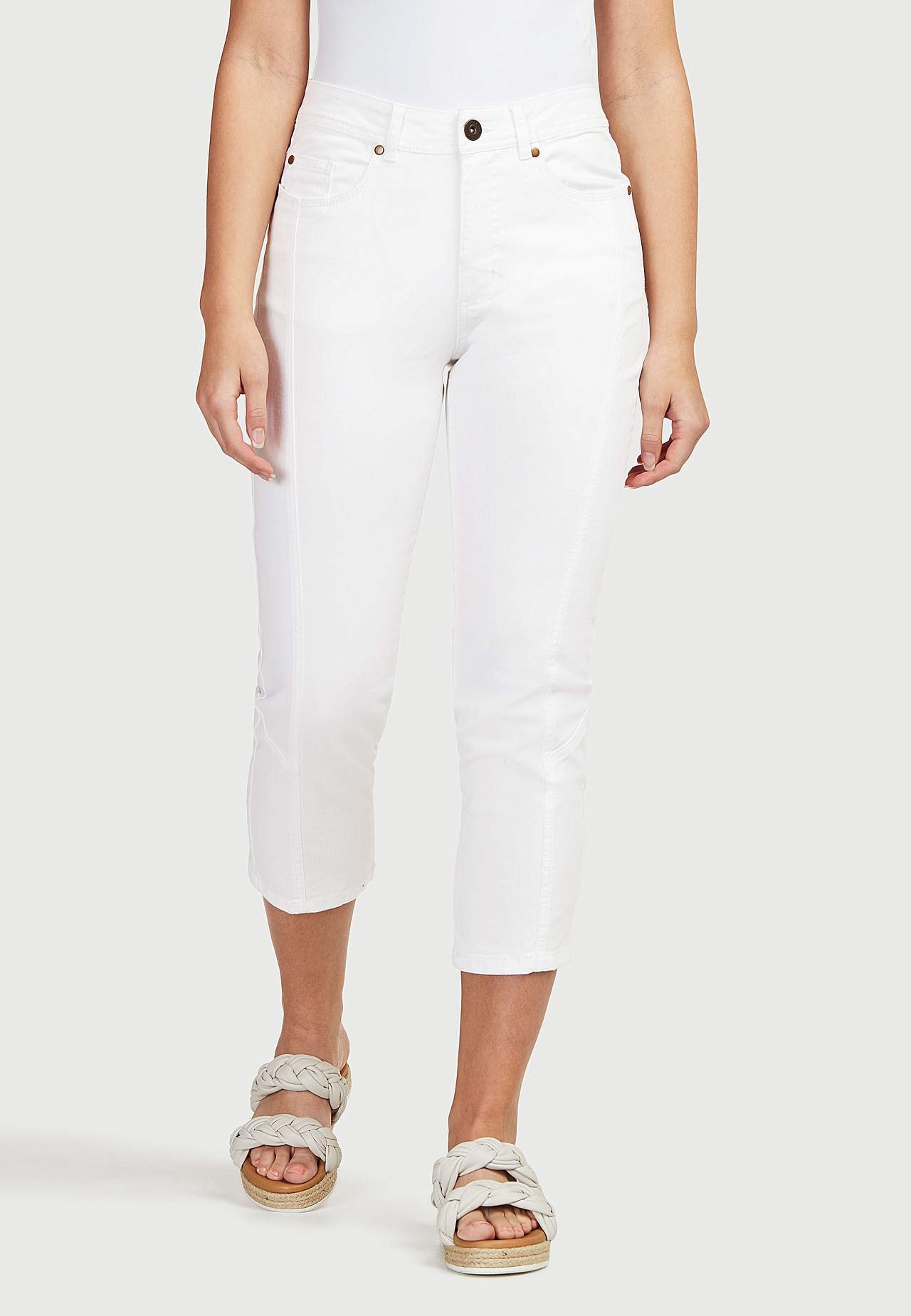 Caprijeans med design med fem lommer