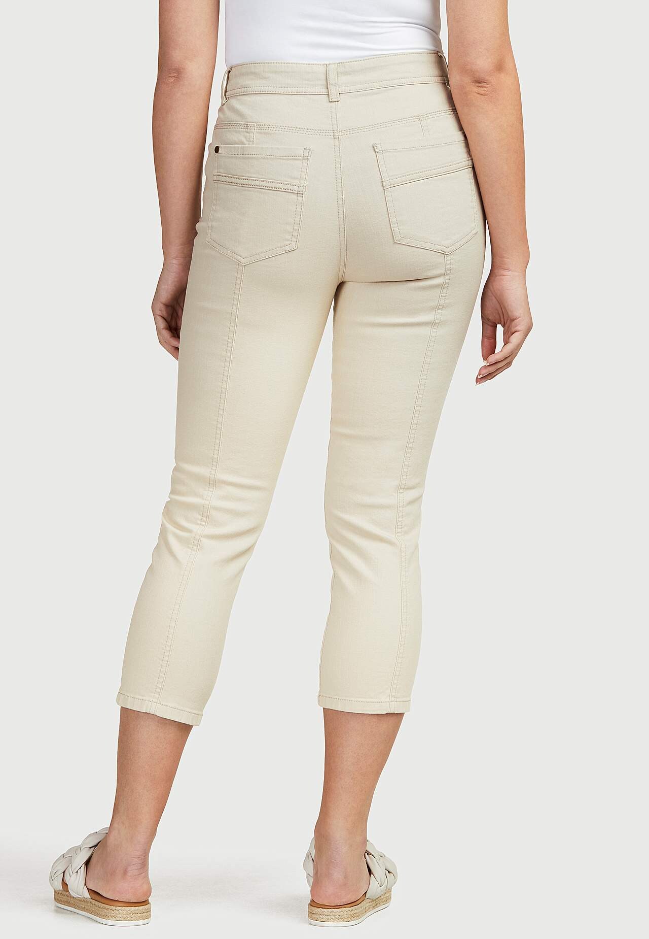 Caprijeans med design med fem lommer
