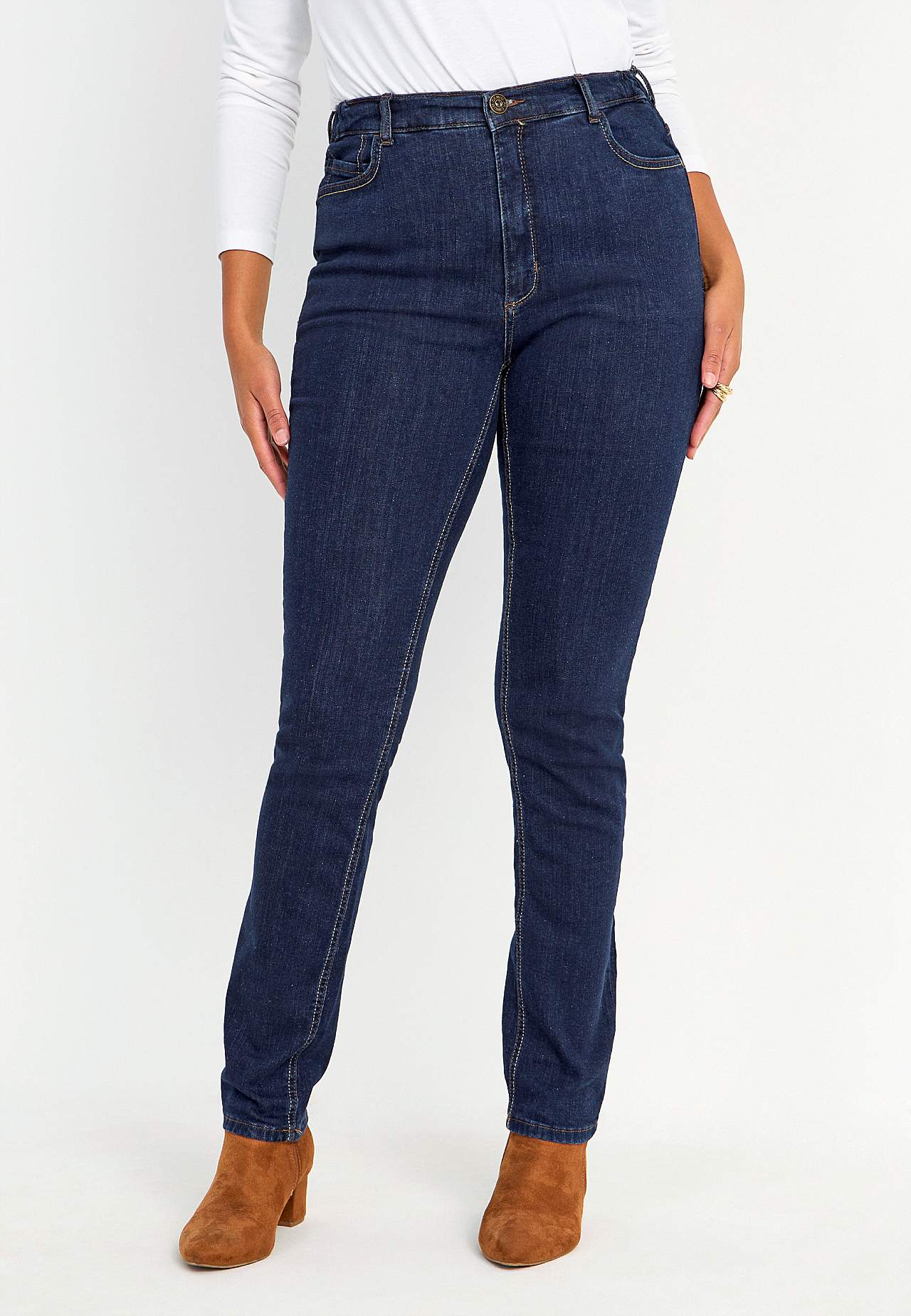 Jeans med strikk i sidene