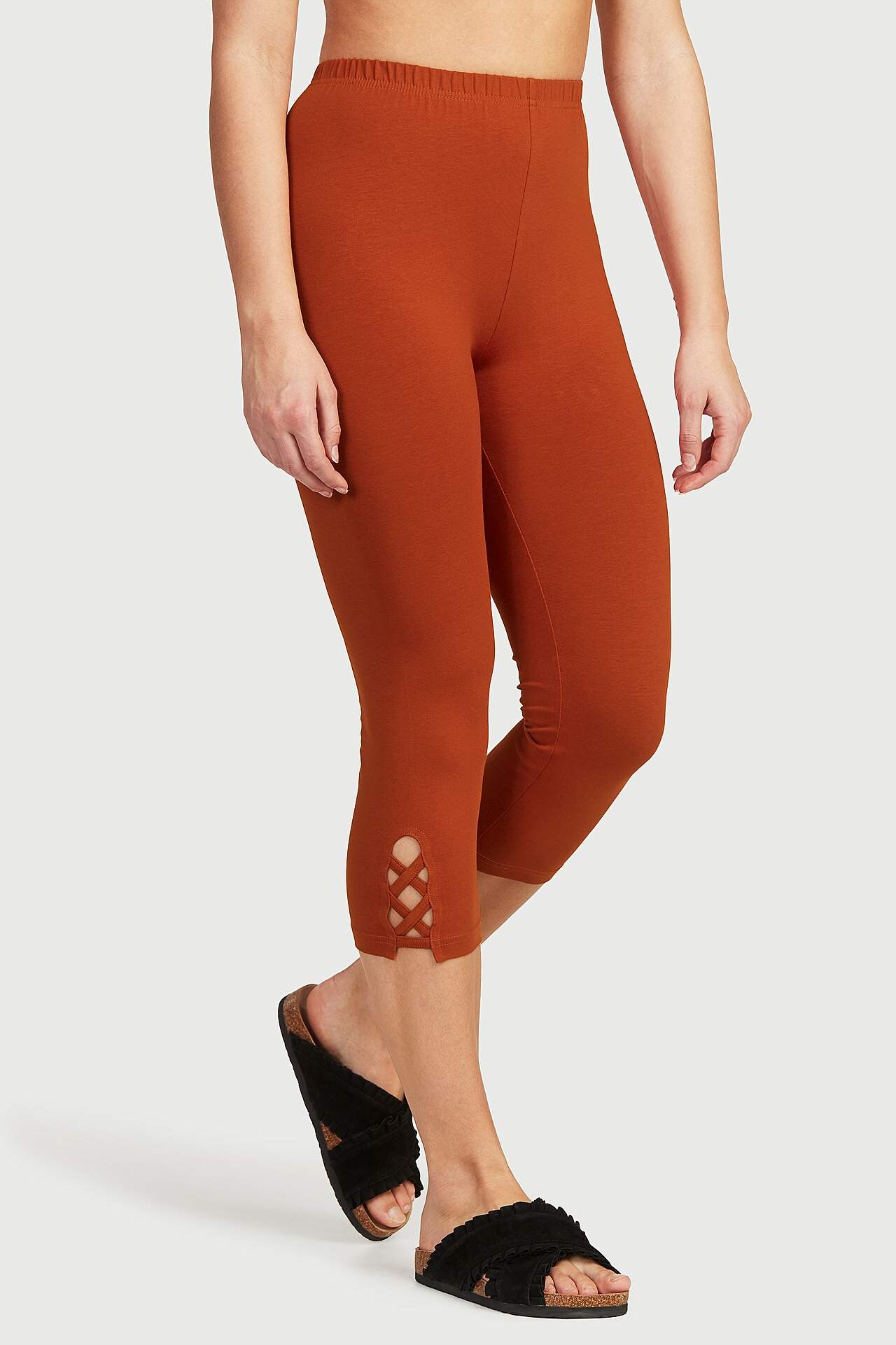 Caprileggings med fine detaljer 2-pack